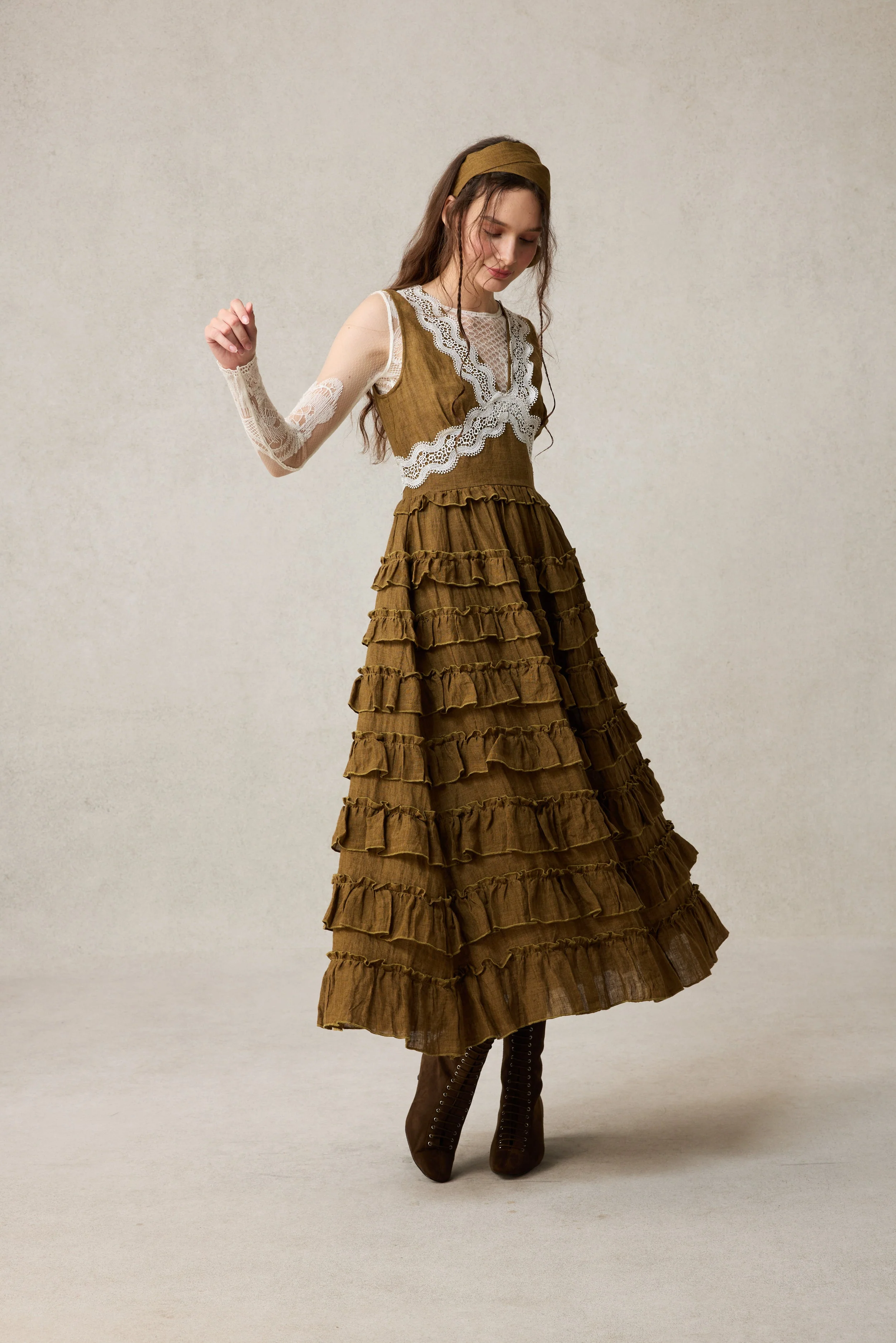 Nolita 28 |Lace & Linen Dress Gown （With Gift scarf) - Image 19
