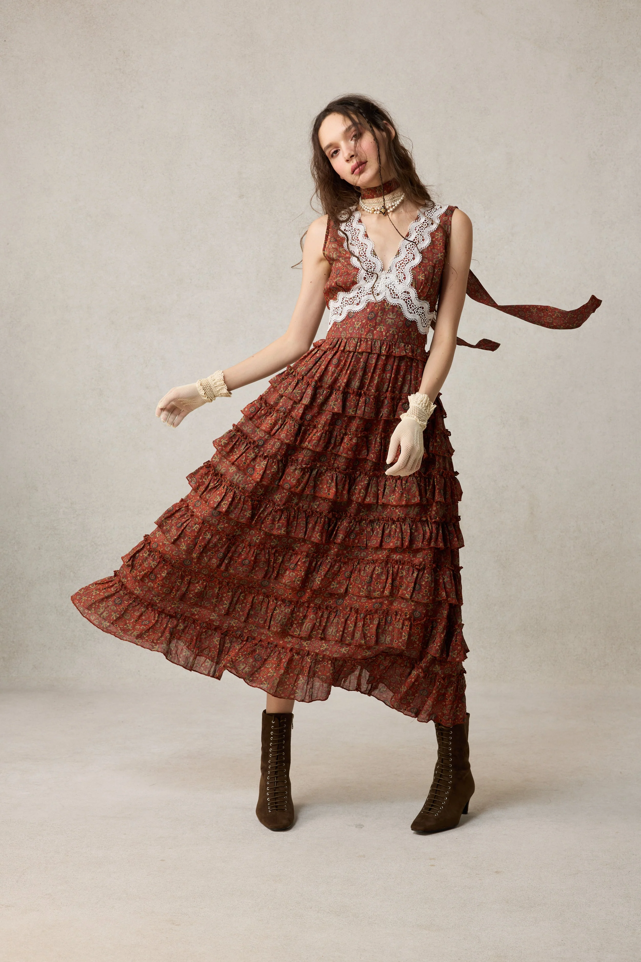 Nolita 28 |Lace & Linen Dress Gown （With Gift scarf) - Image 7