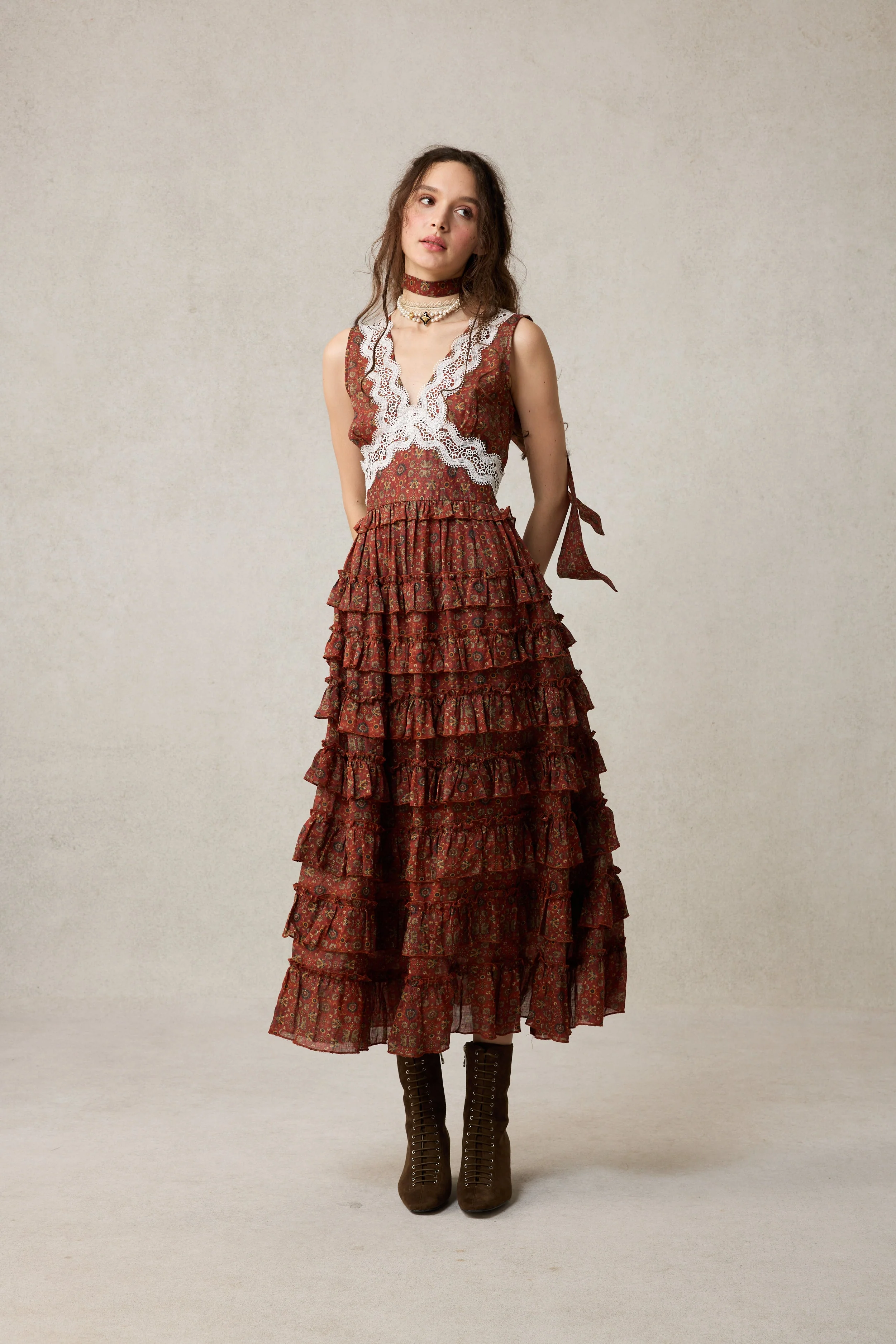 Nolita 28 |Lace & Linen Dress Gown （With Gift scarf) - Image 8