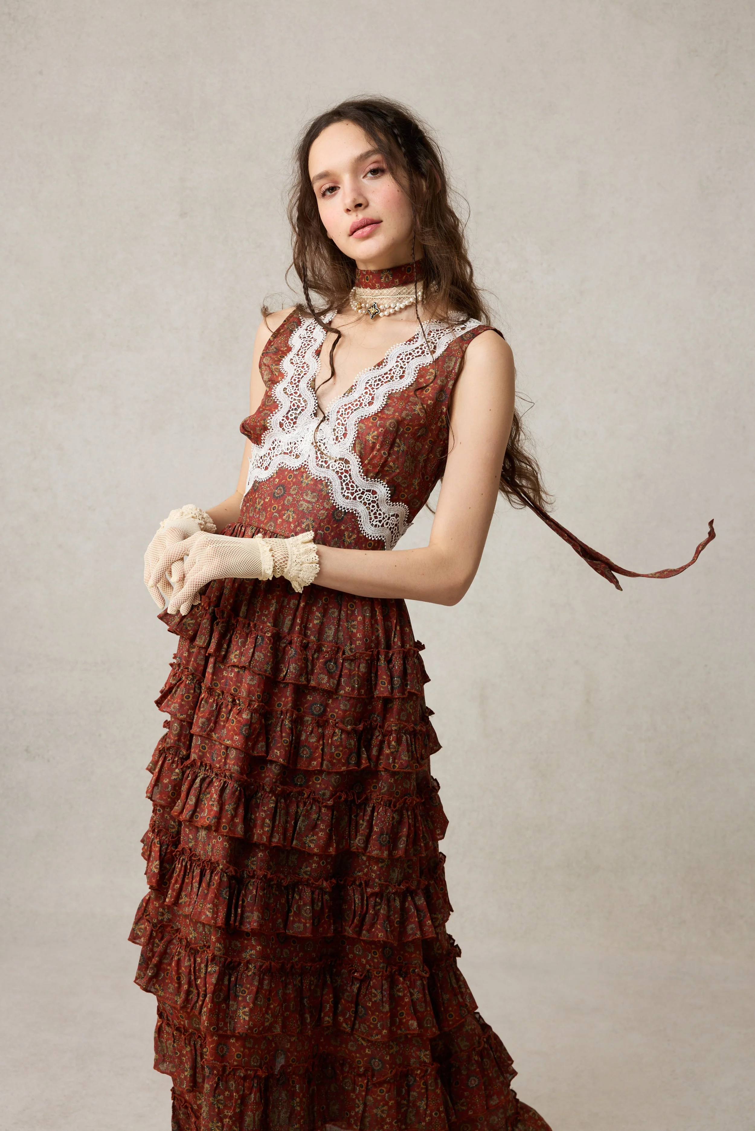 Nolita 28 |Lace & Linen Dress Gown （With Gift scarf) - Image 9