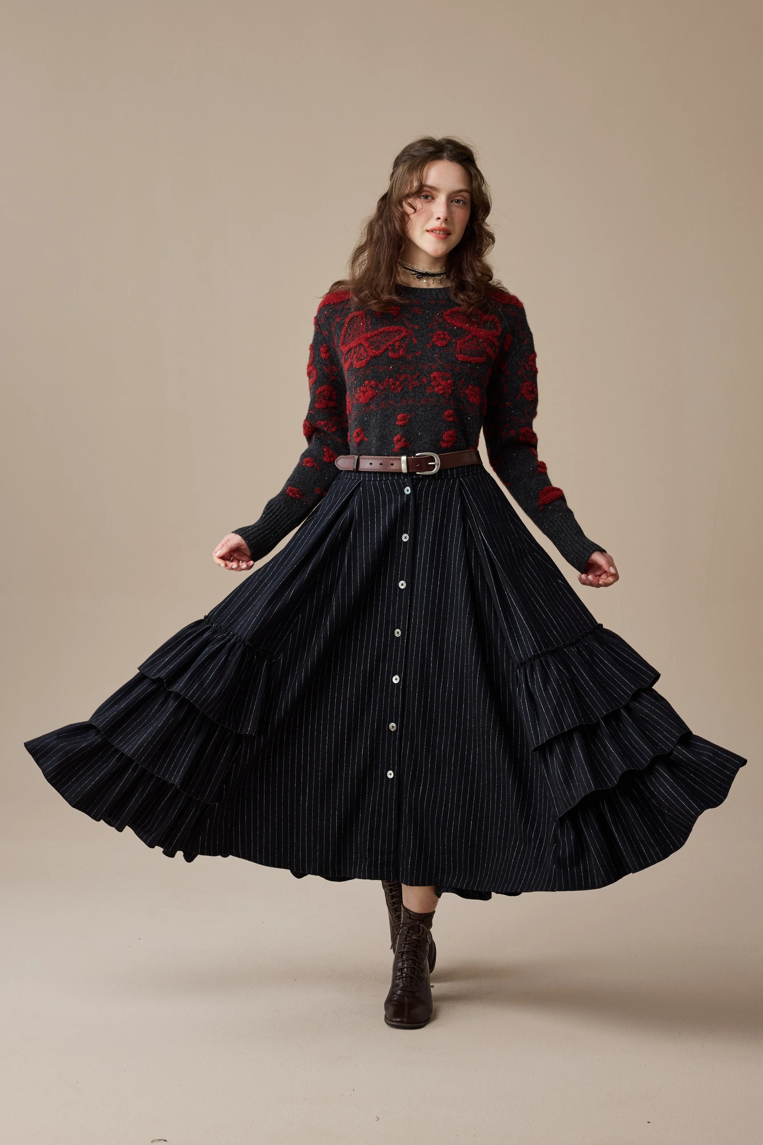 Nutcracker 24 |100% Wool Floral Jumper Sweater - Image 10