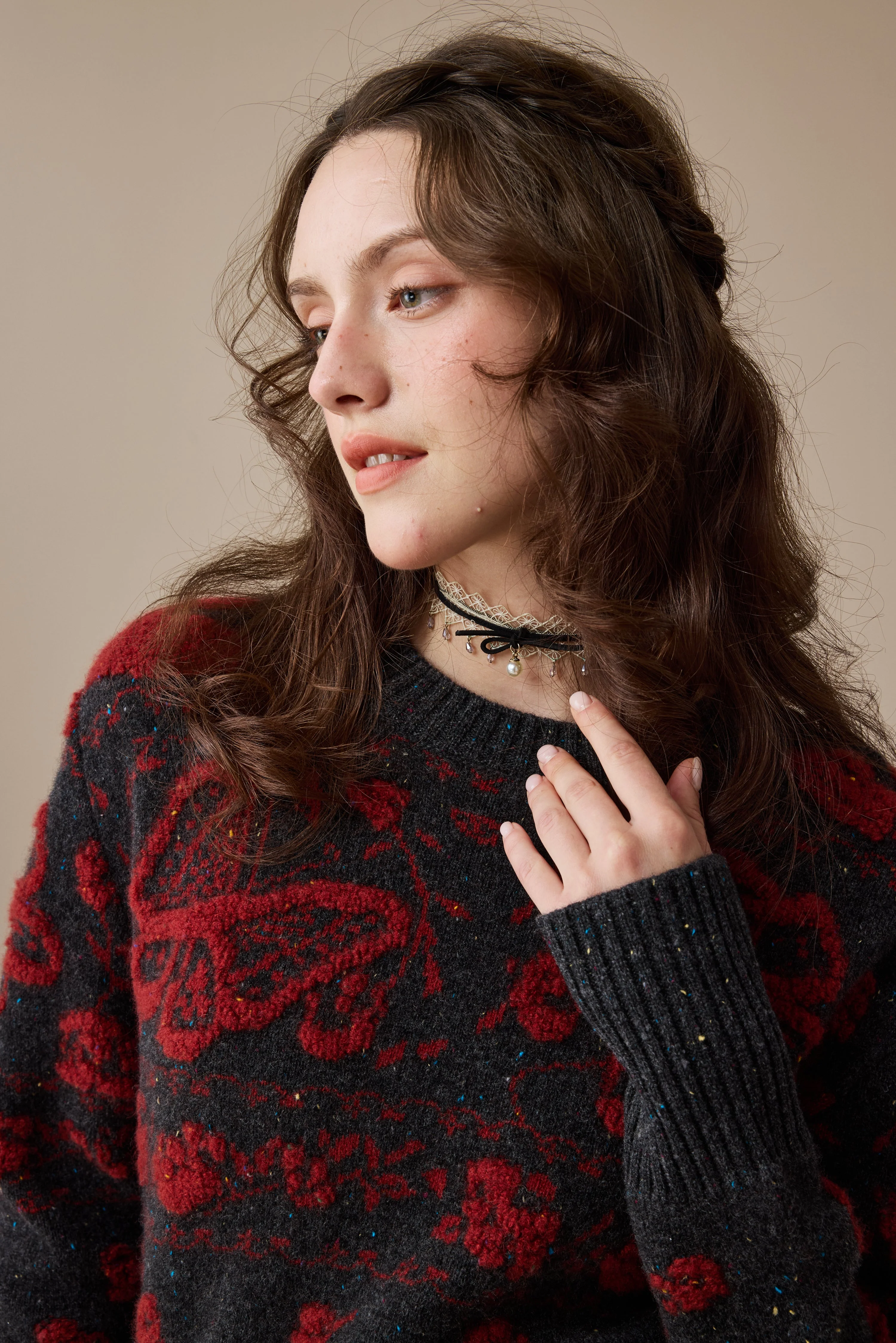 Nutcracker 24 |100% Wool Floral Jumper Sweater - Image 11