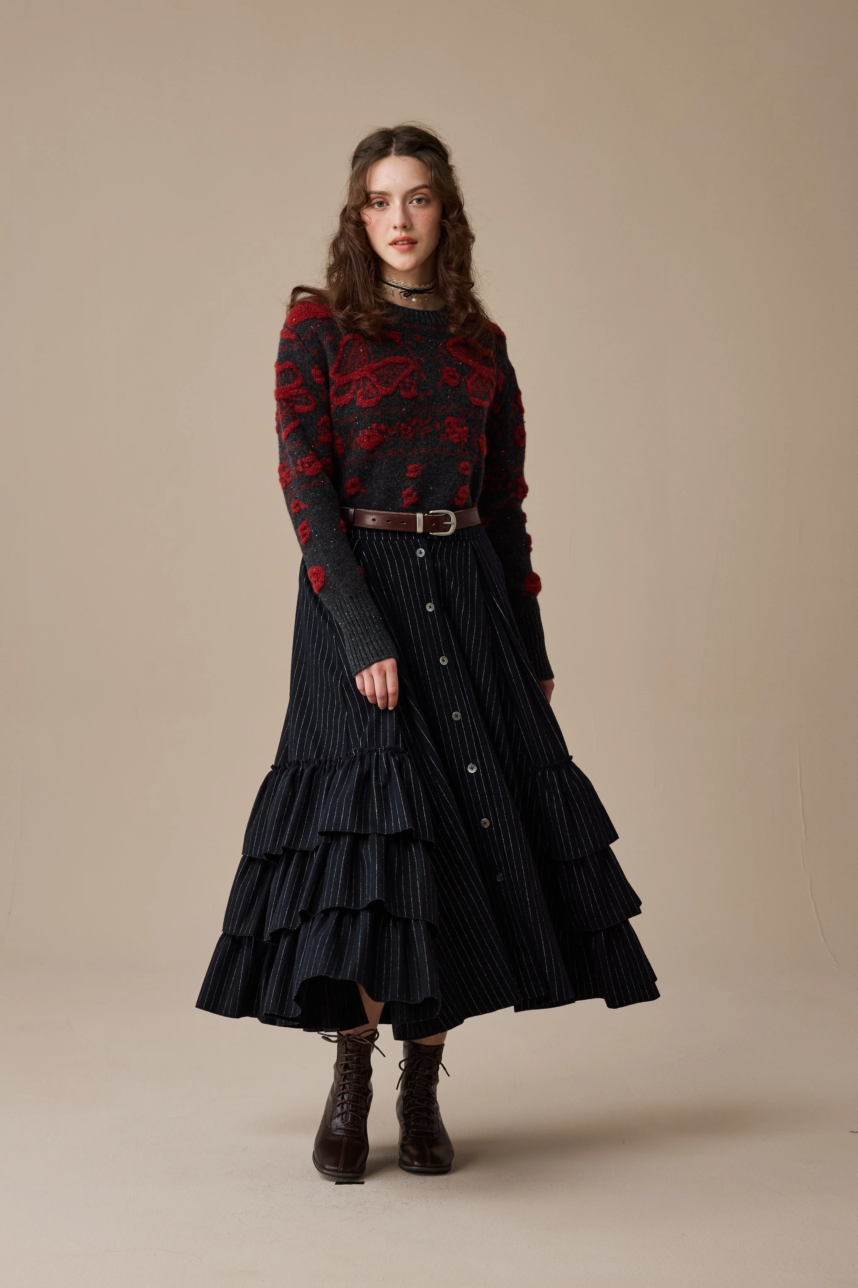 Nutcracker 24 |100% Wool Floral Jumper Sweater - Image 4