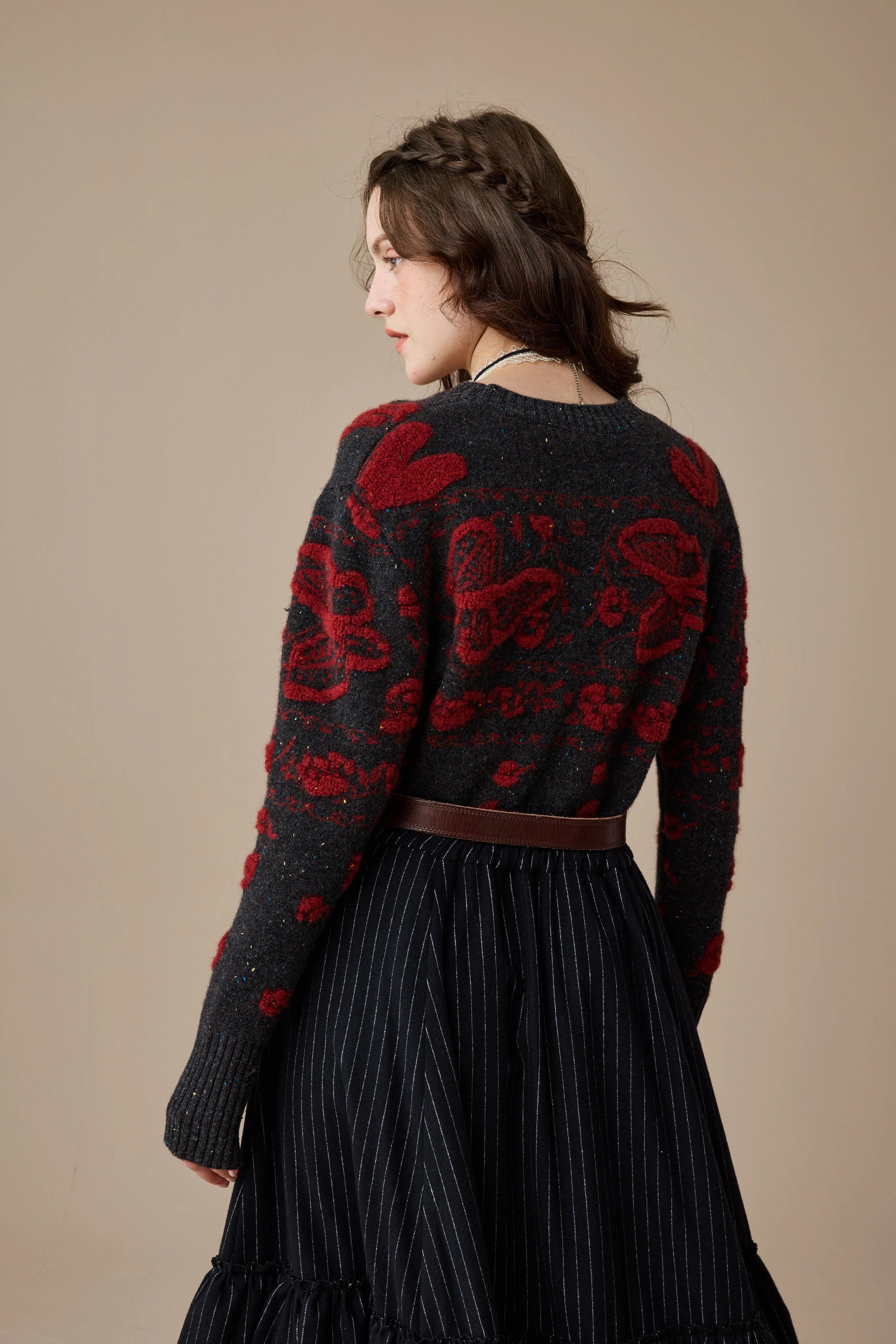 Nutcracker 24 |100% Wool Floral Jumper Sweater - Image 8