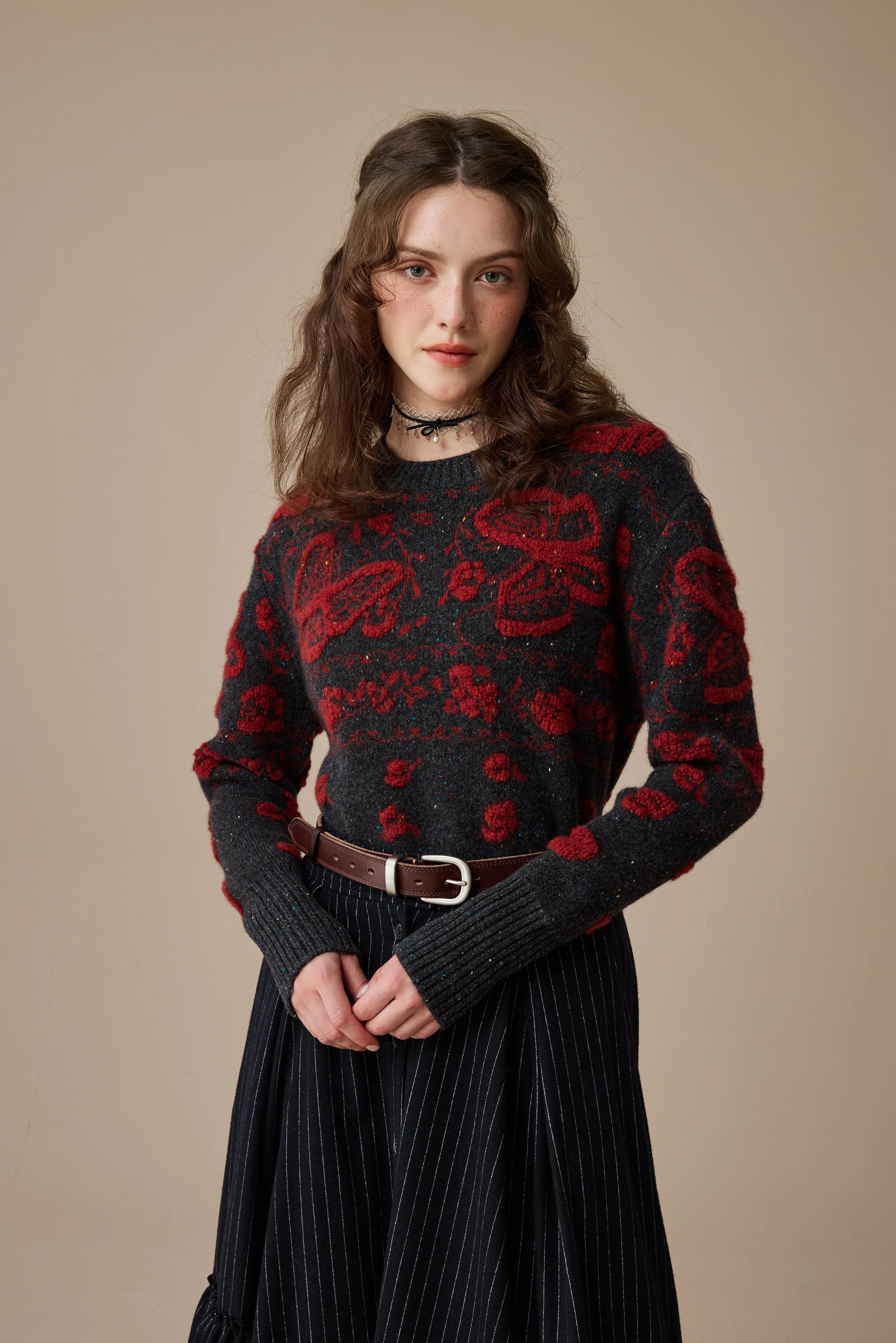 Nutcracker 24 |100% Wool Floral Jumper Sweater - Image 9