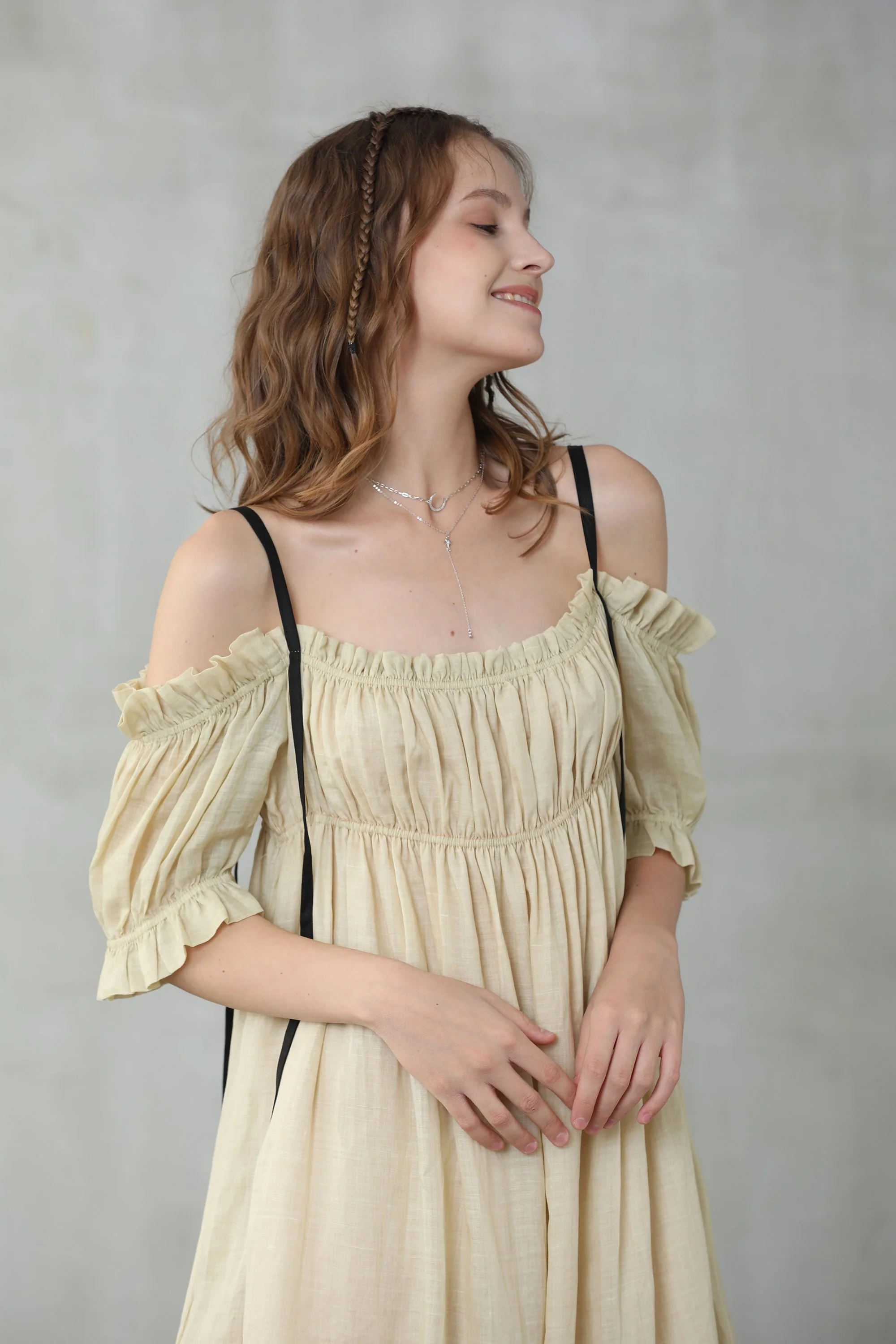 La Luna 11 | off shoulder linen dress - Image 15