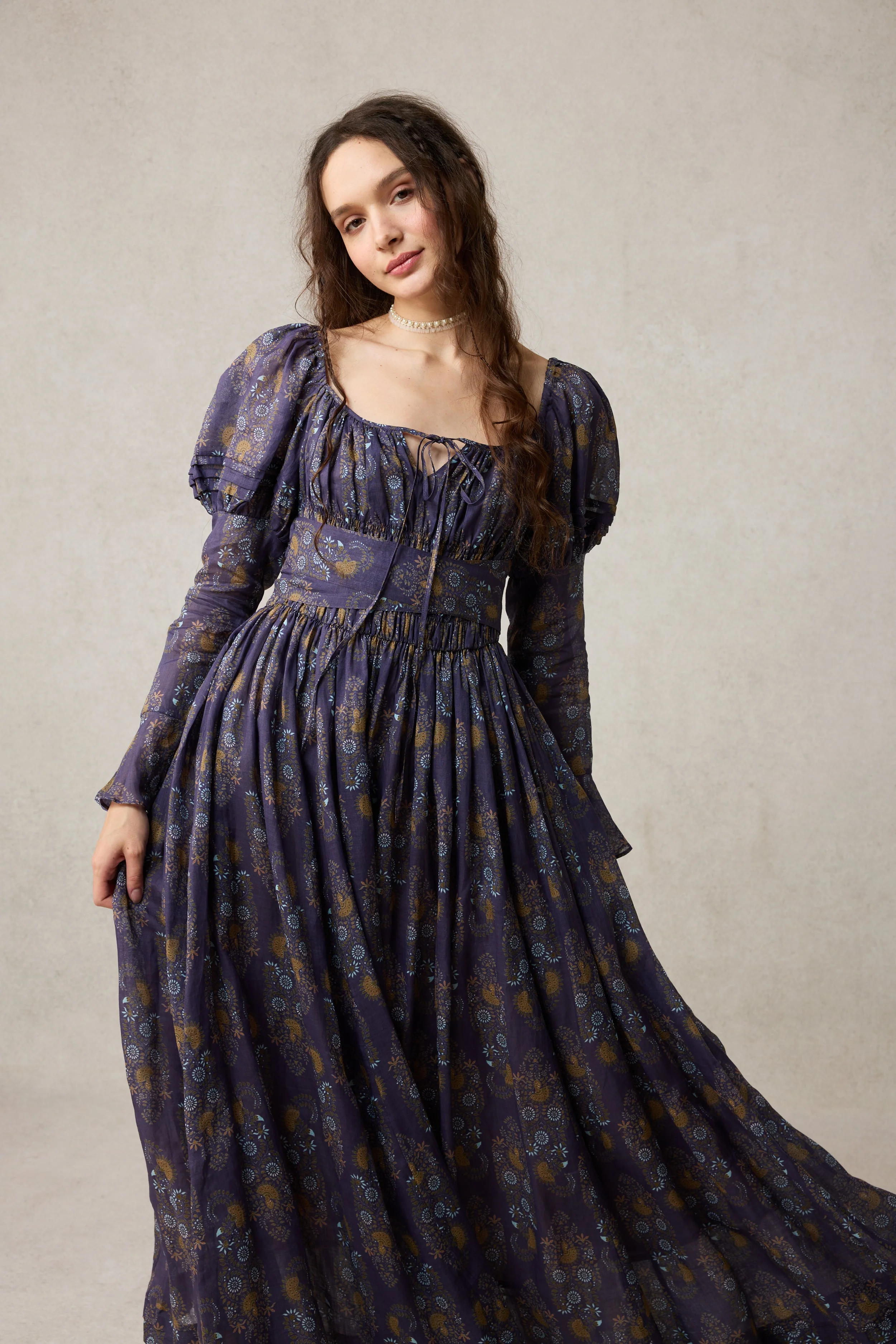 Paisley 11 | Elegant Floral Linen Dress - Image 11