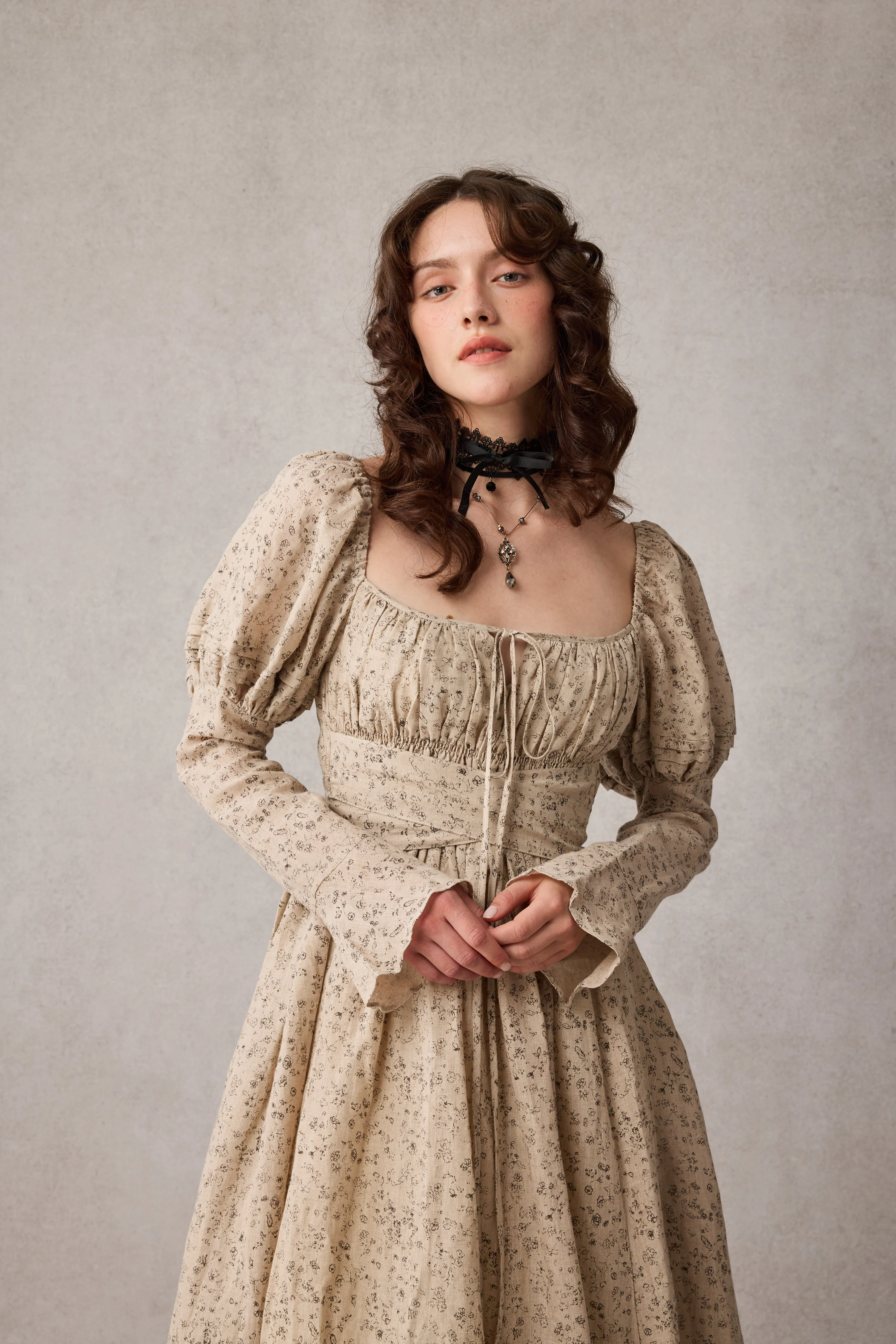 Paisley 11 | Elegant Floral Linen Dress - Image 26