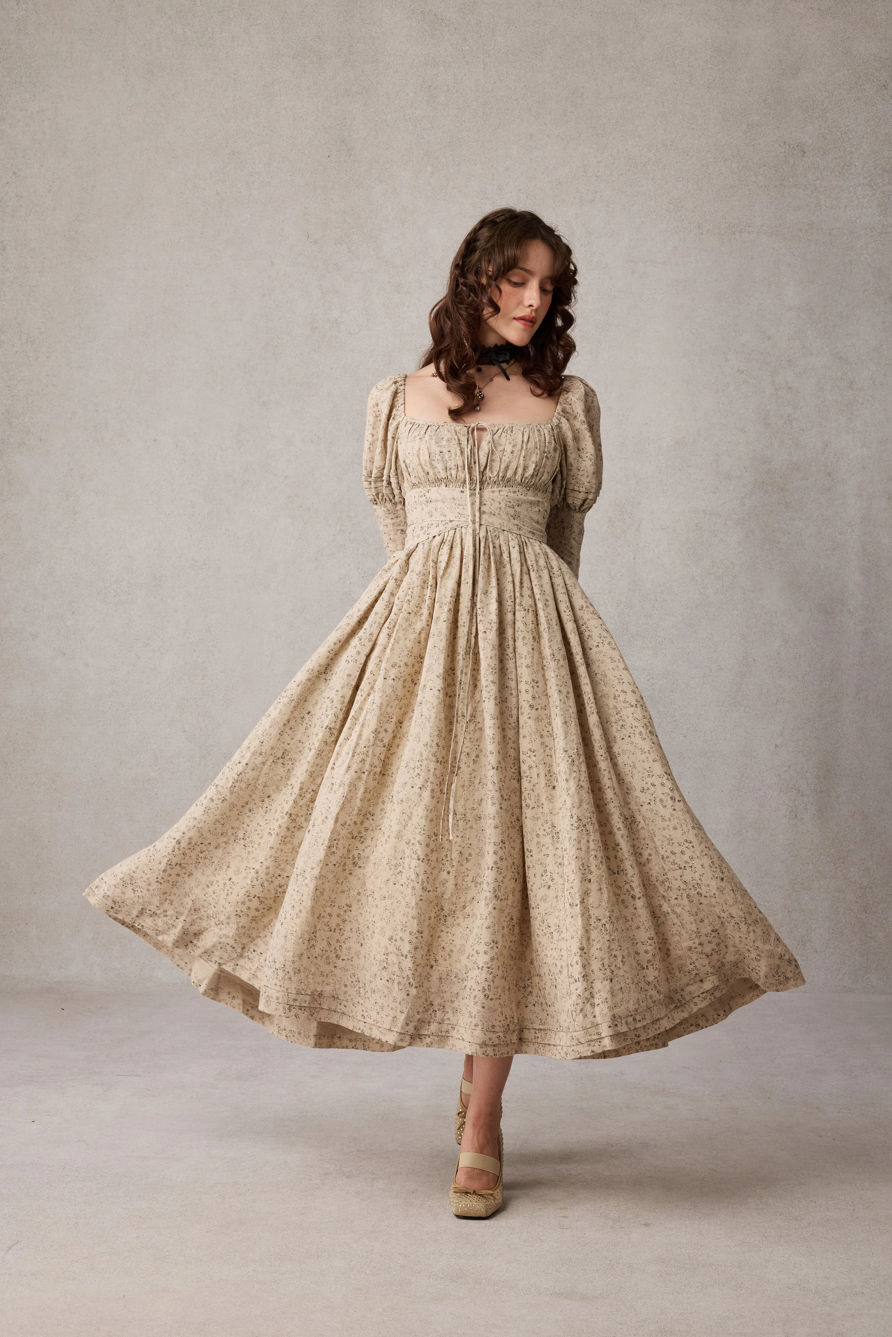 Paisley 11 | Elegant Floral Linen Dress - Image 27