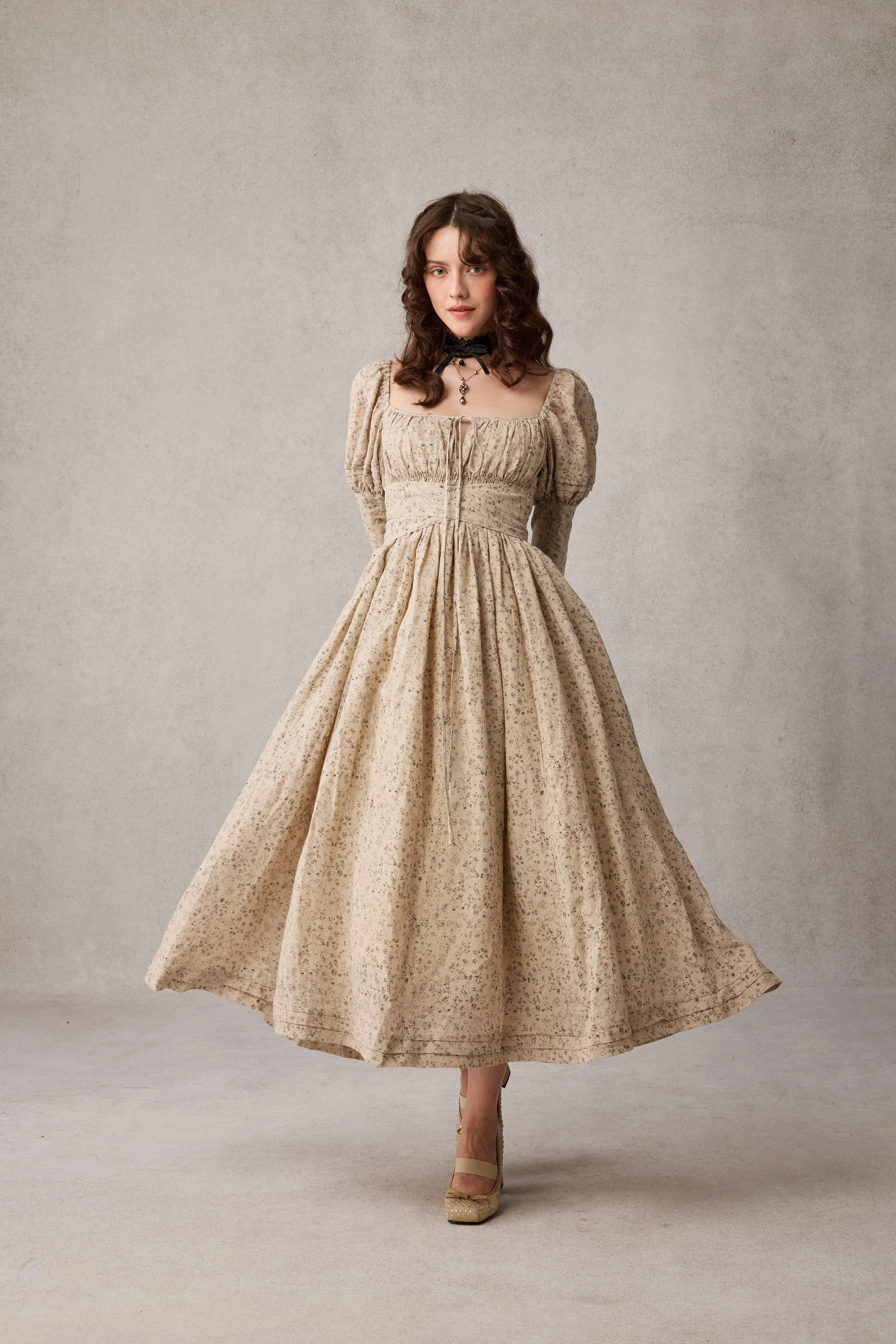Paisley 11 | Elegant Floral Linen Dress - Image 28