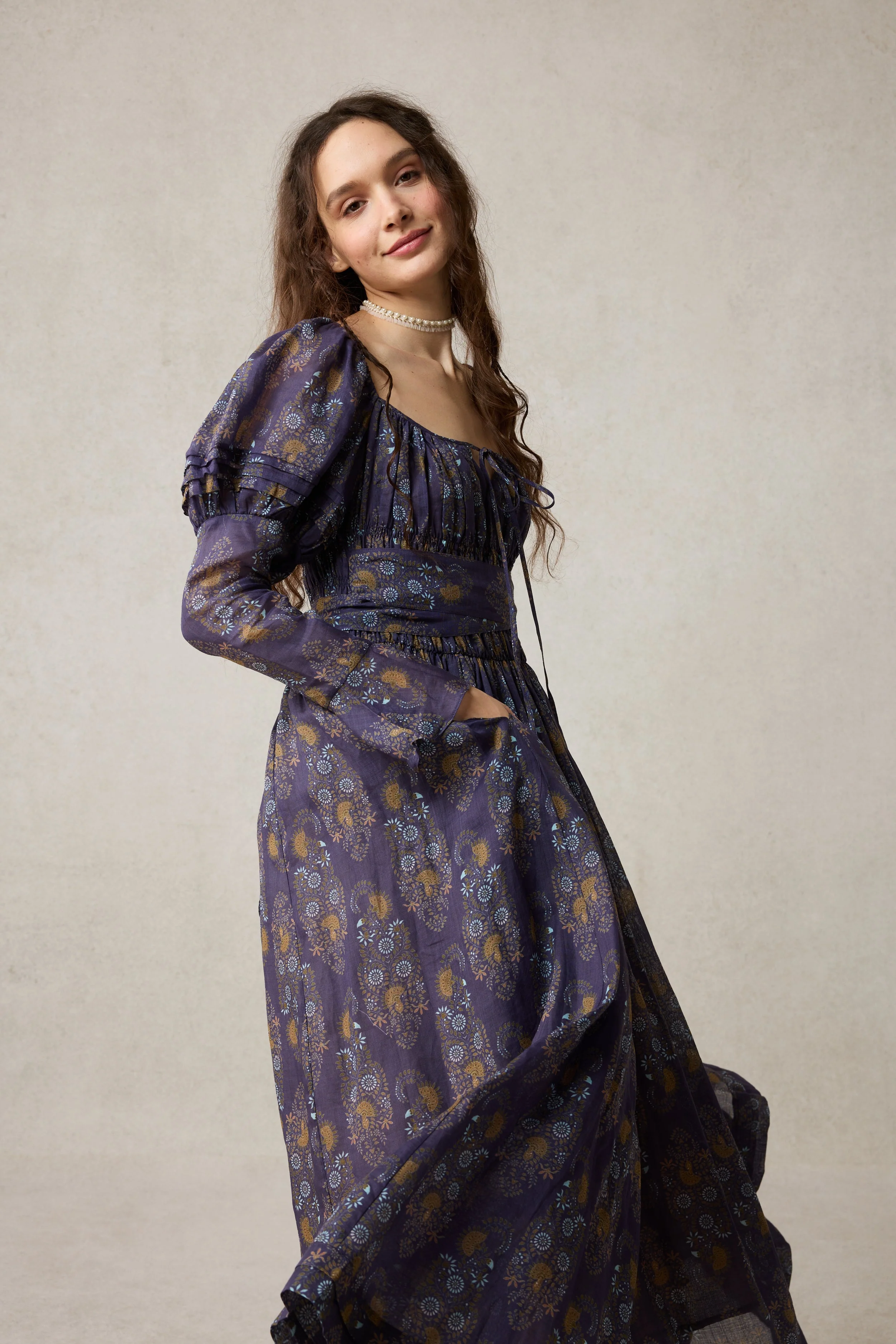 Paisley 11 | Elegant Floral Linen Dress - Image 5