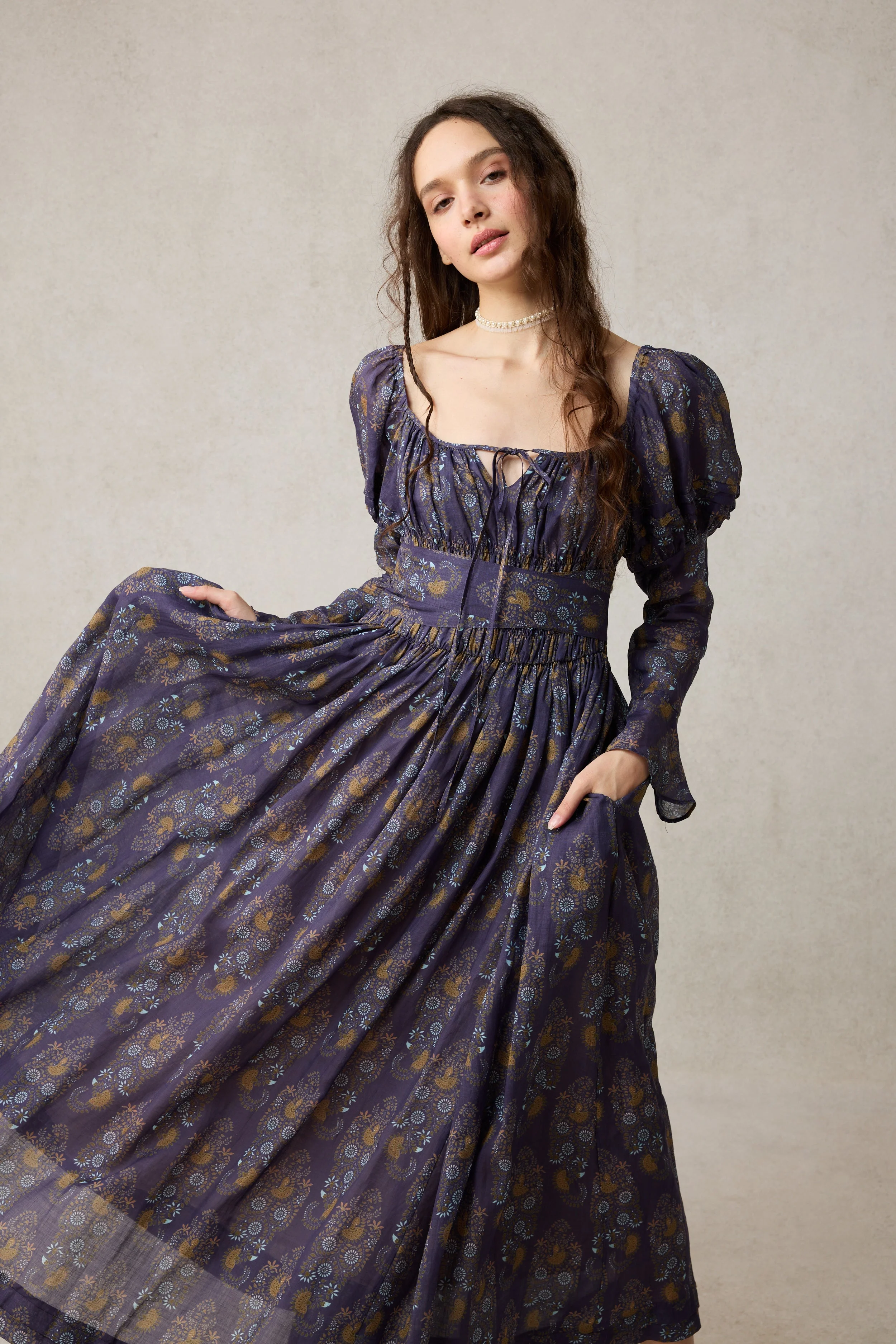 Paisley 11 | Elegant Floral Linen Dress - Image 7