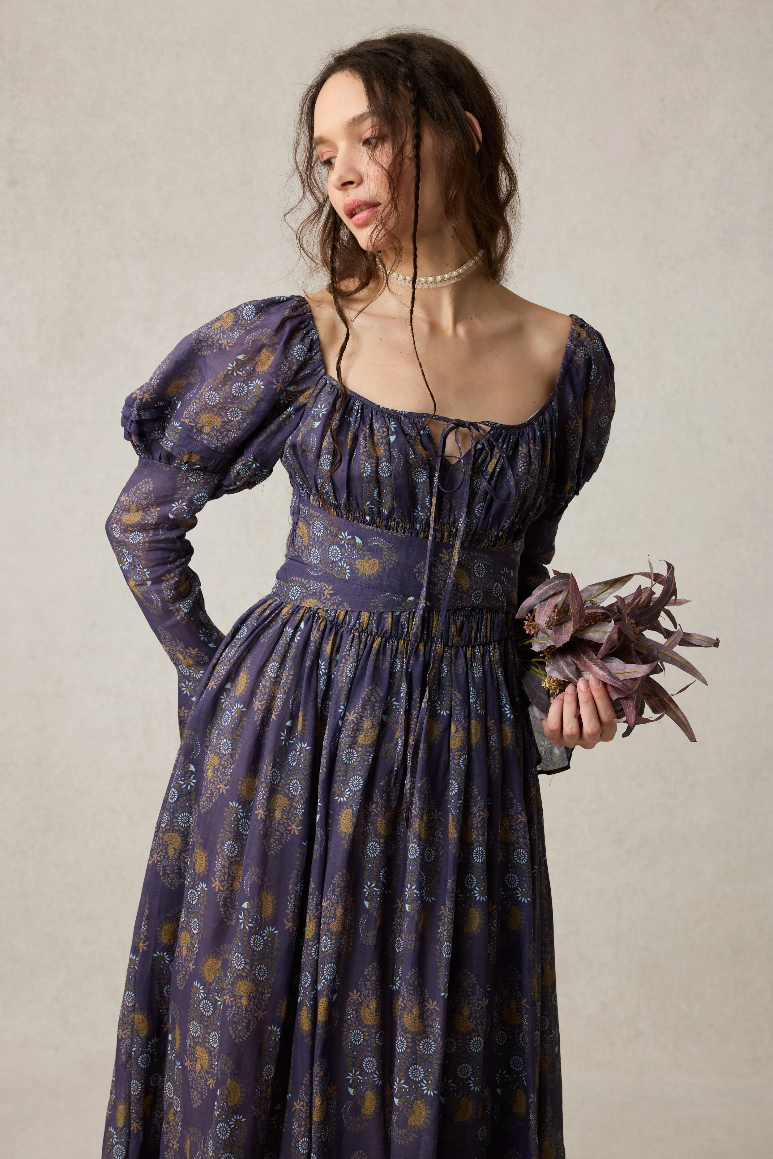 Paisley 11 | Elegant Floral Linen Dress - Image 8
