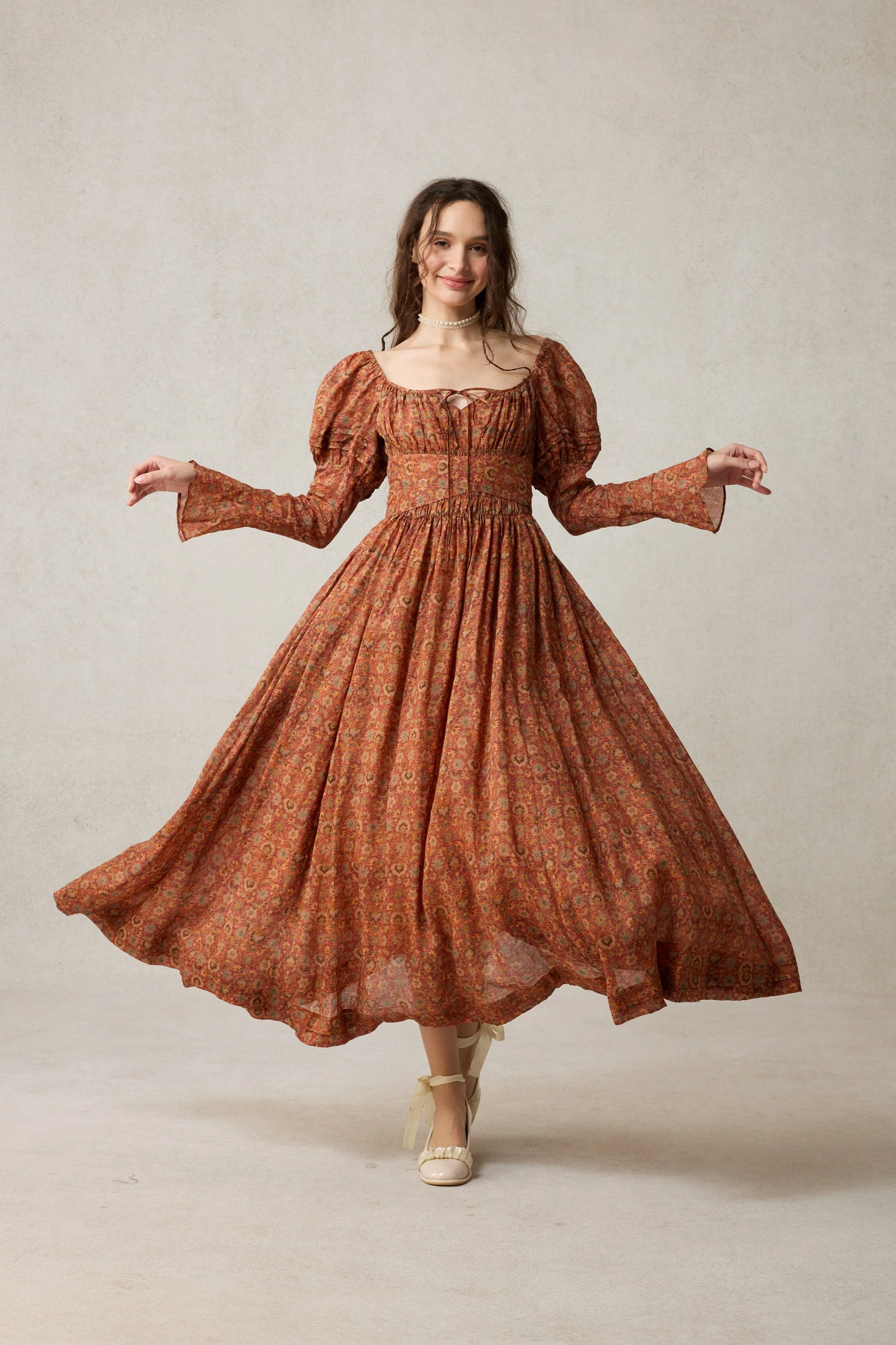 Paisley 11 | Elegant Floral Linen Dress - Image 16