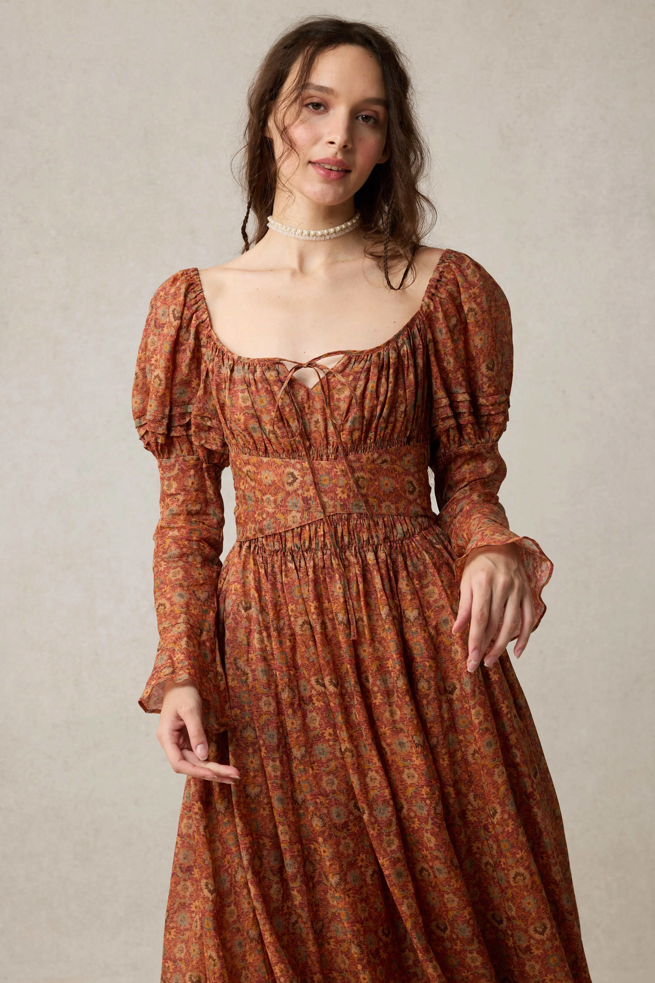 Paisley 11 | Elegant Floral Linen Dress - Image 13