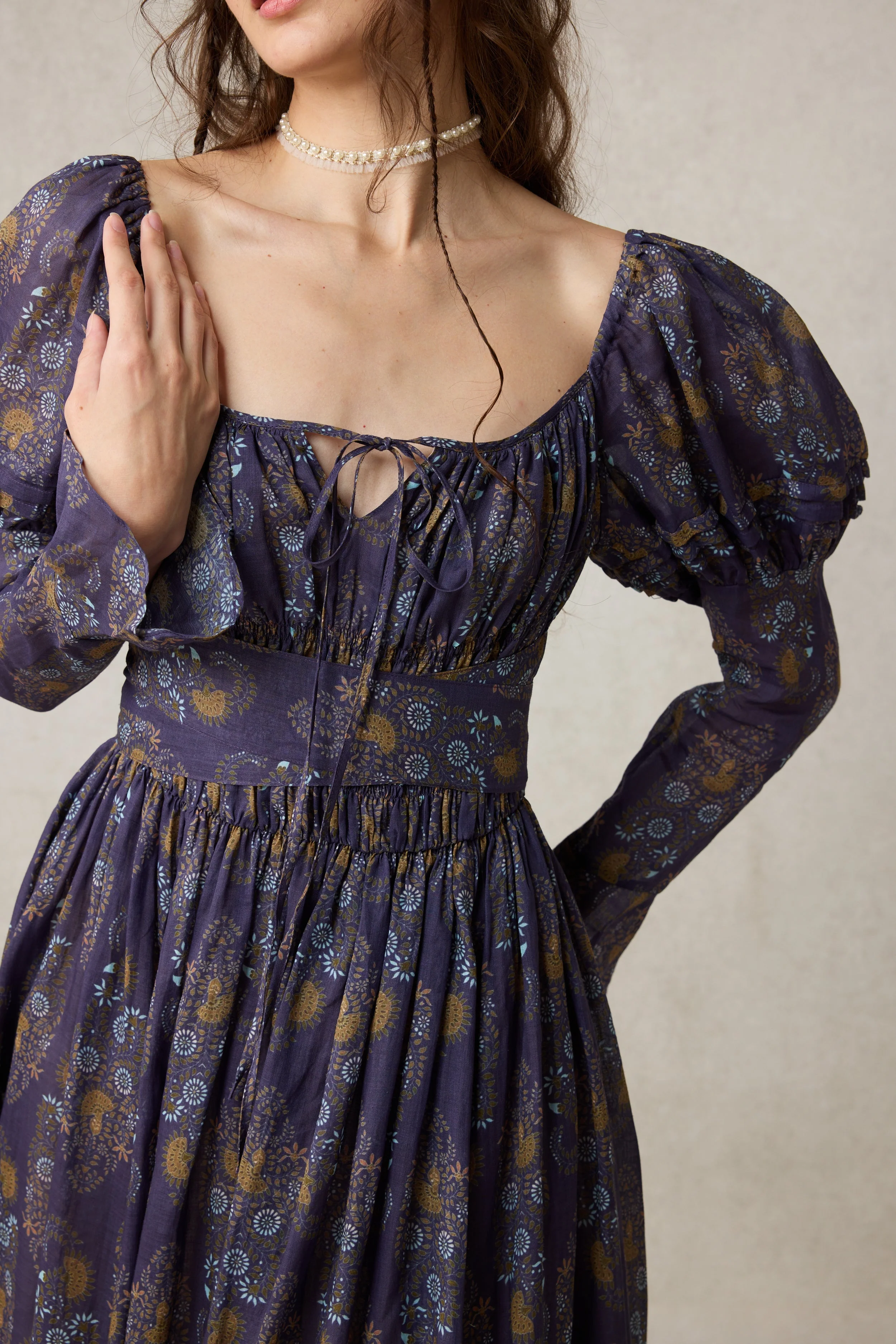 Paisley 11 | Elegant Floral Linen Dress - Image 4