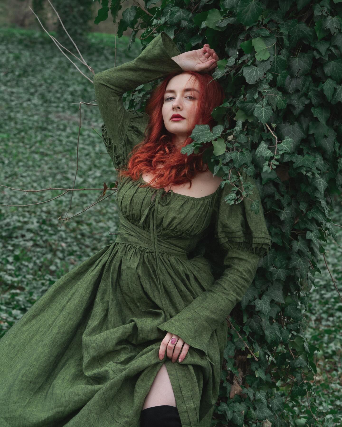 Paisley 11 | Elegant Floral Linen Dress - Image 3