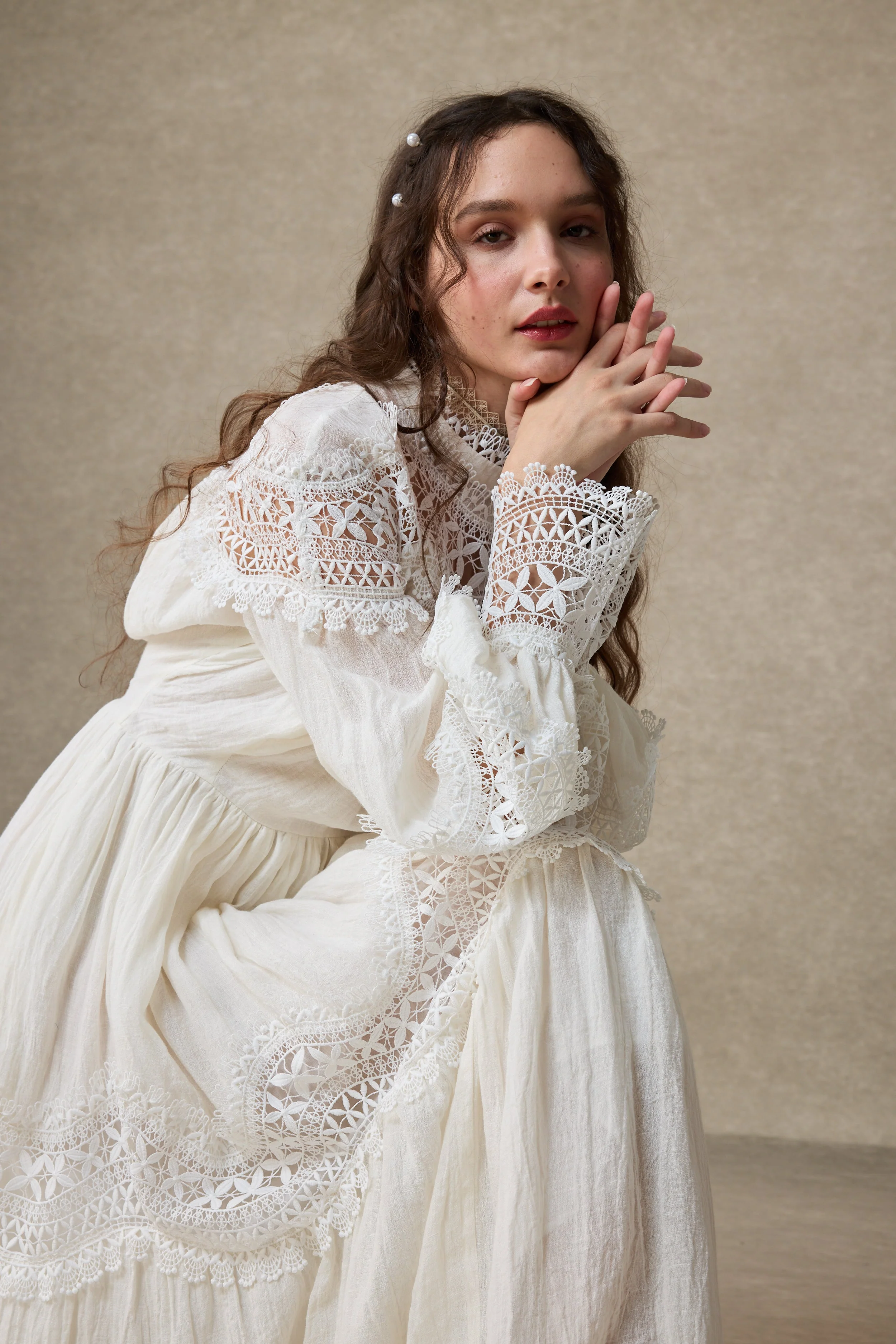 Pearlman 25 | Lace Linen Dress Gown - Image 15