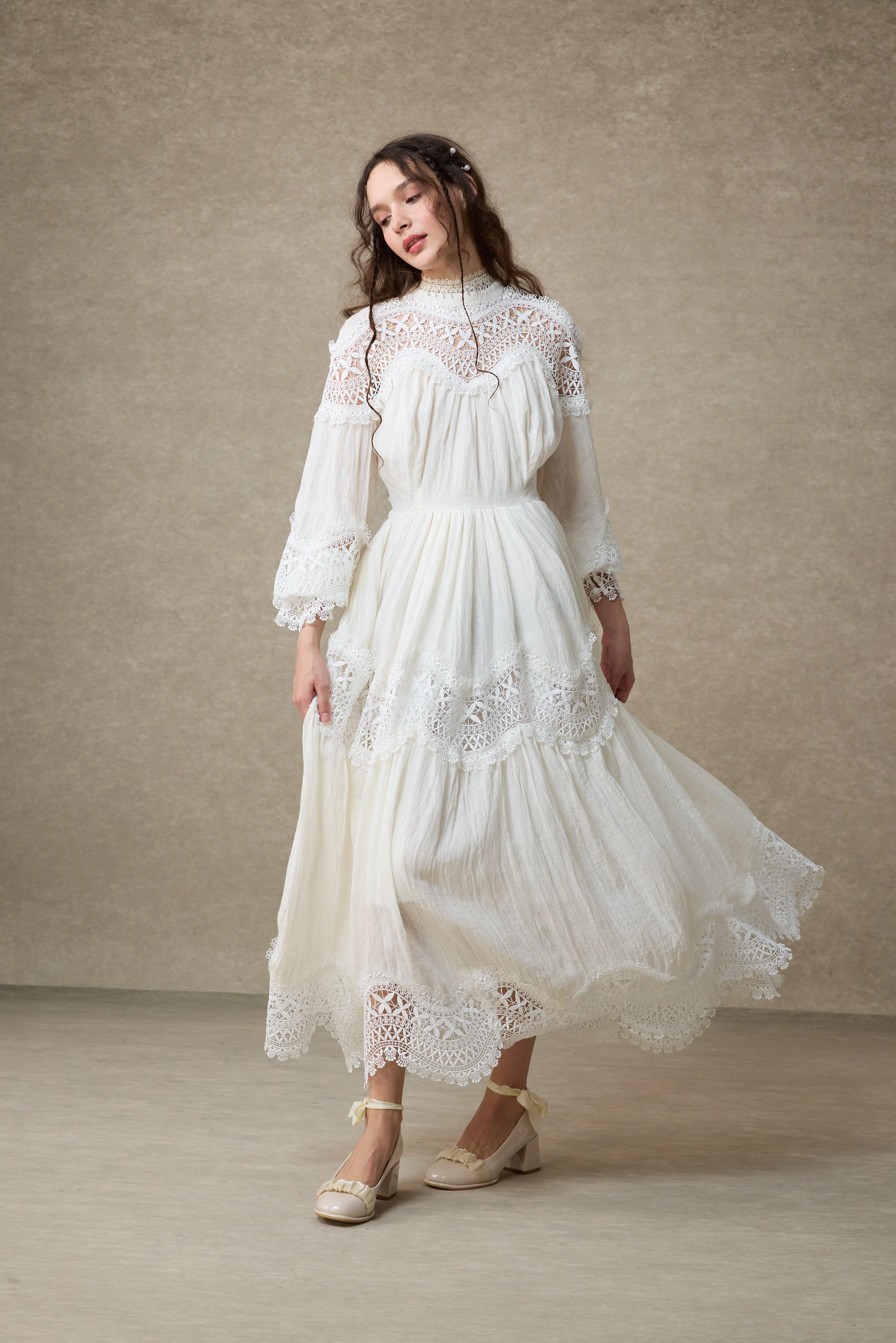 Pearlman 25 | Lace Linen Dress Gown - Image 17