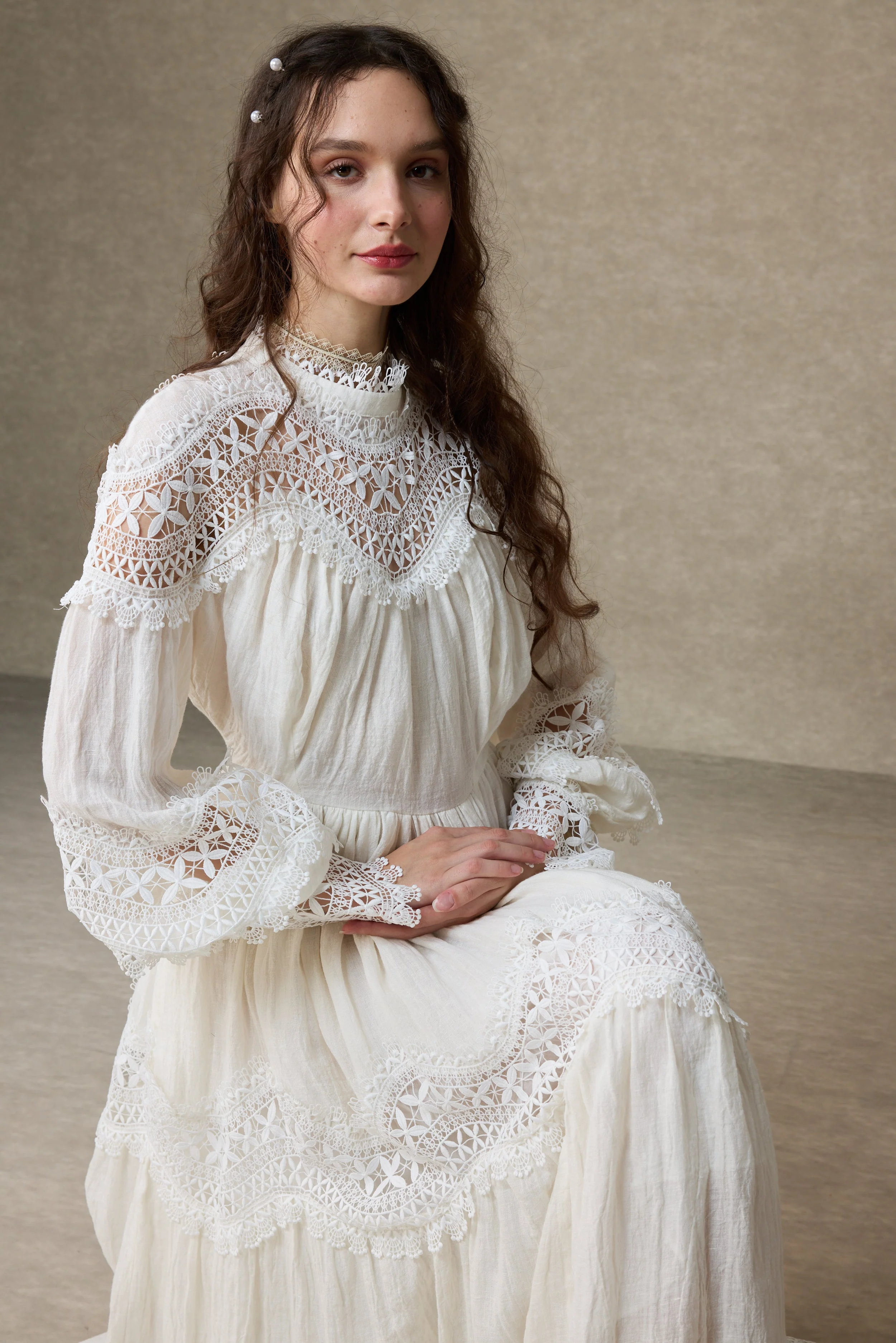 Pearlman 25 | Lace Linen Dress Gown - Image 20