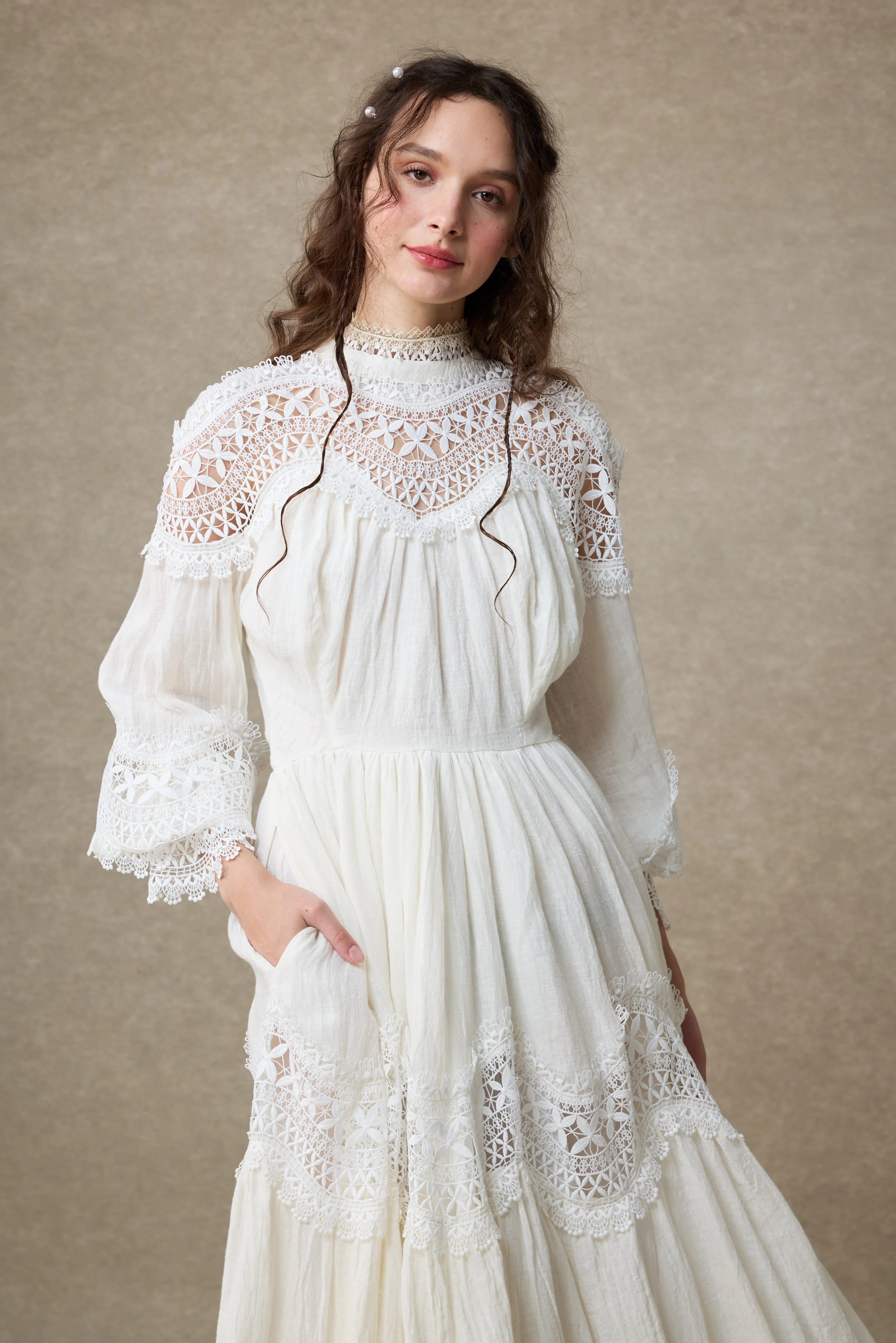 Pearlman 25 | Lace Linen Dress Gown - Image 9