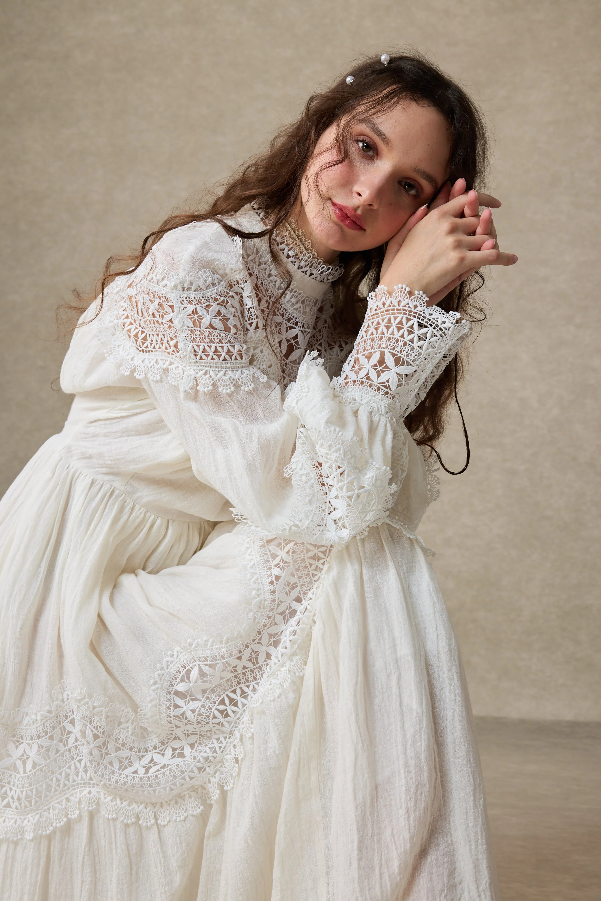 Pearlman 25 | Lace Linen Dress Gown - Image 8