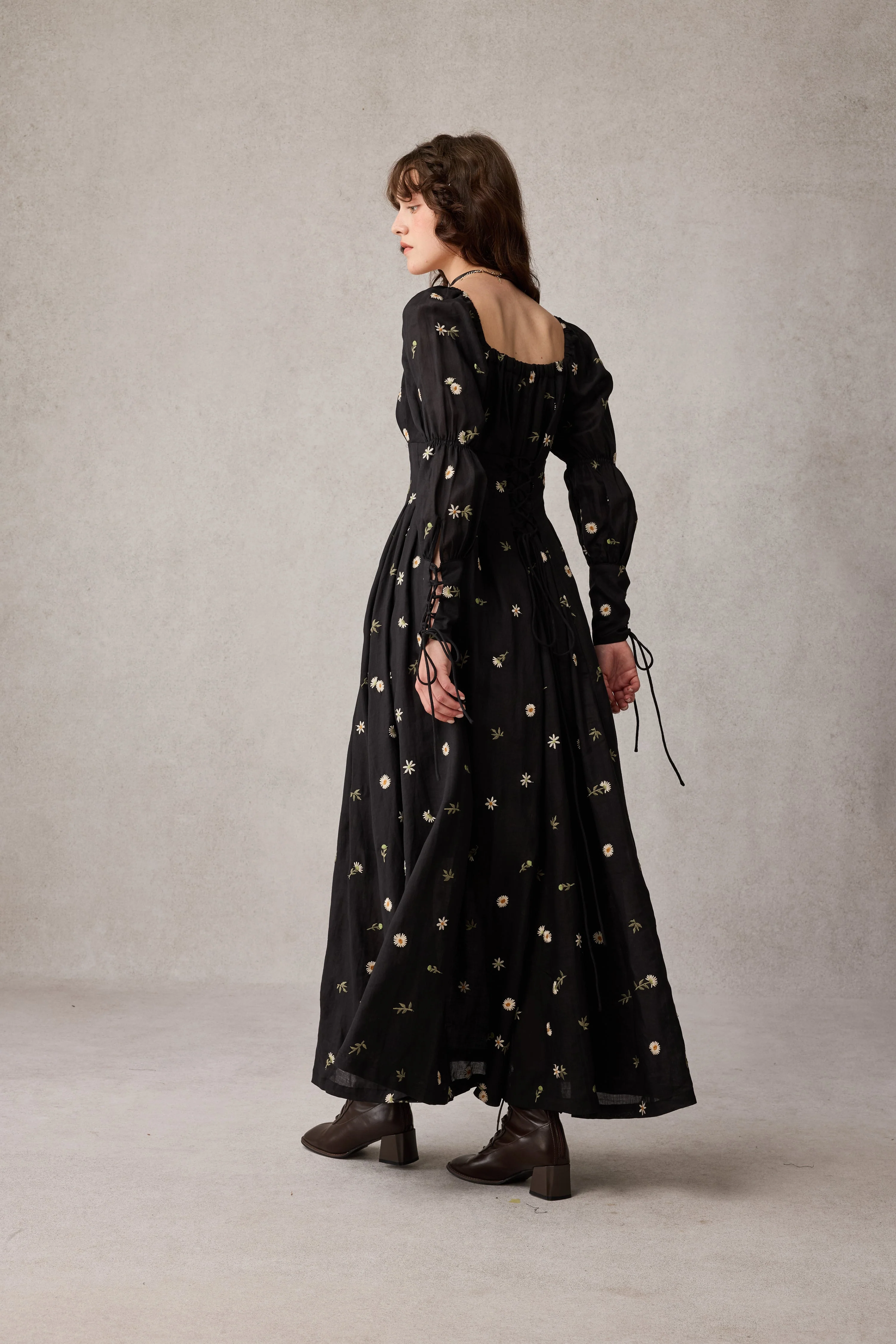 Phoenix 24 | Embroidery Daisy Linen Dress - Image 10