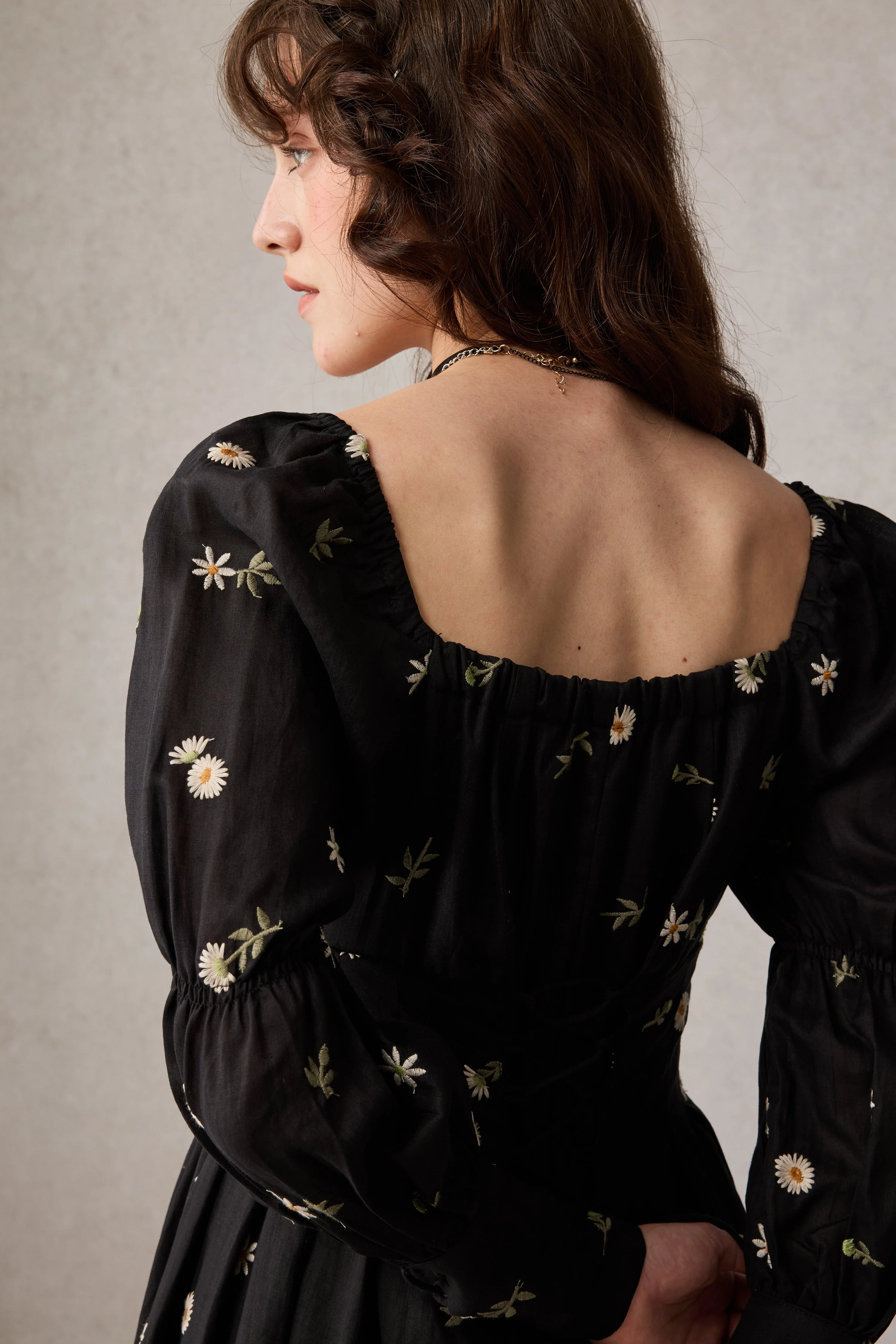 Phoenix 24 | Embroidery Daisy Linen Dress - Image 11
