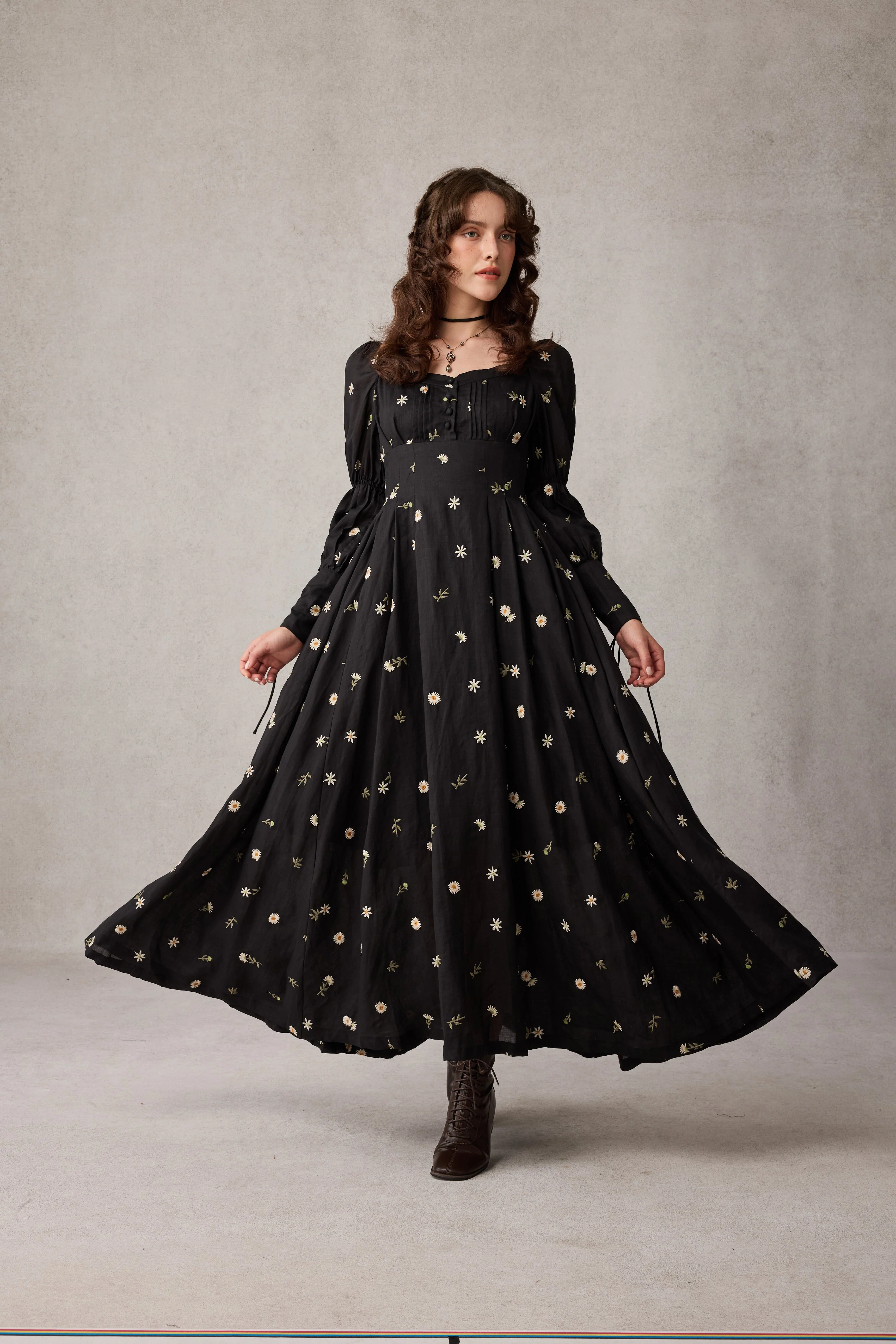 Phoenix 24 | Embroidery Daisy Linen Dress - Image 14