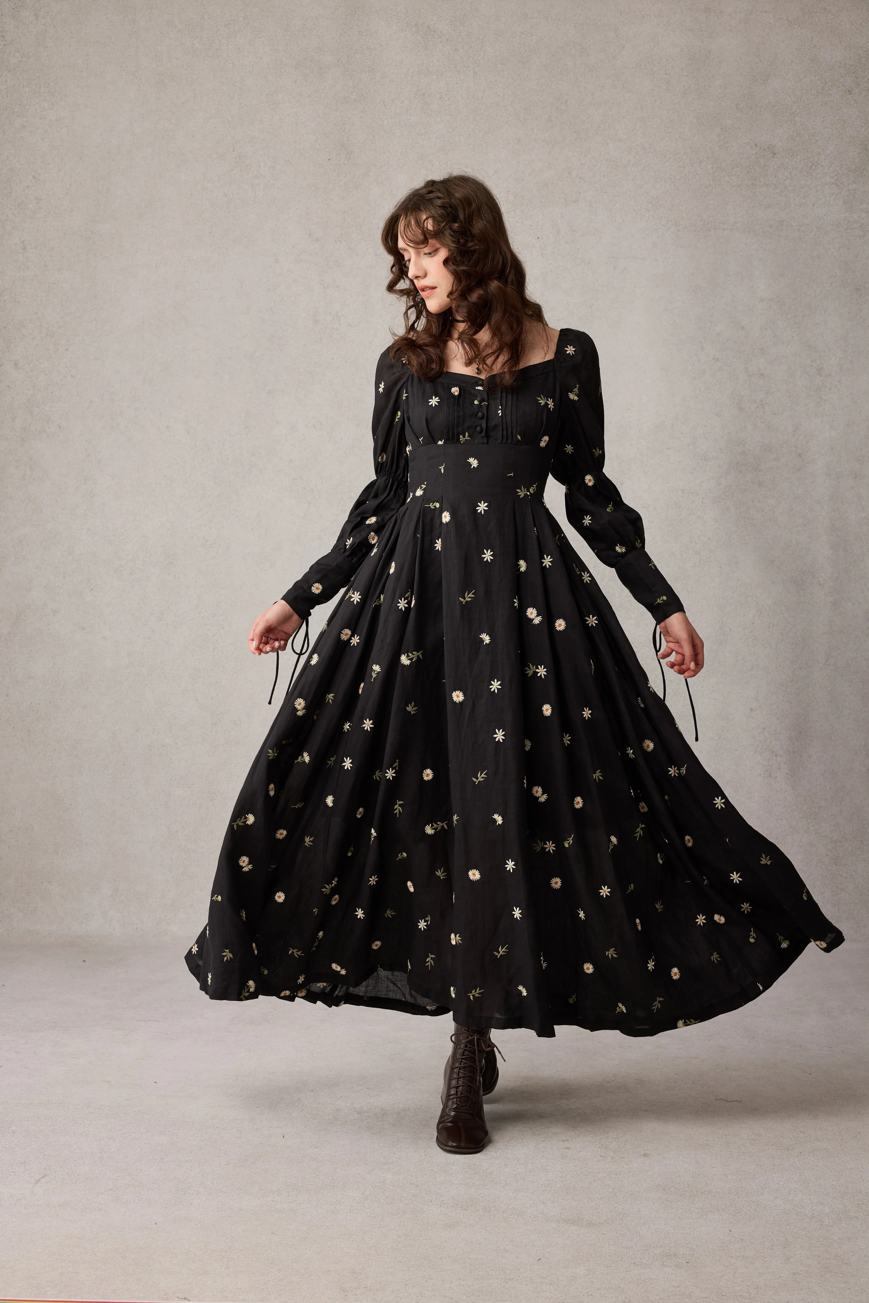 Phoenix 24 | Embroidery Daisy Linen Dress - Image 8