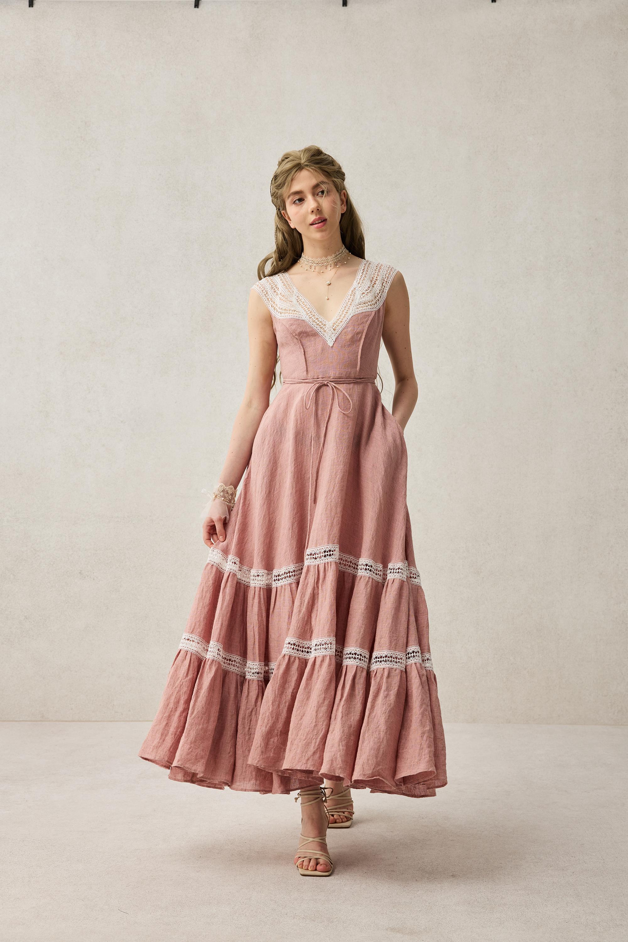 Cherry Tree 25 | Lace Linen flared dress - Image 17