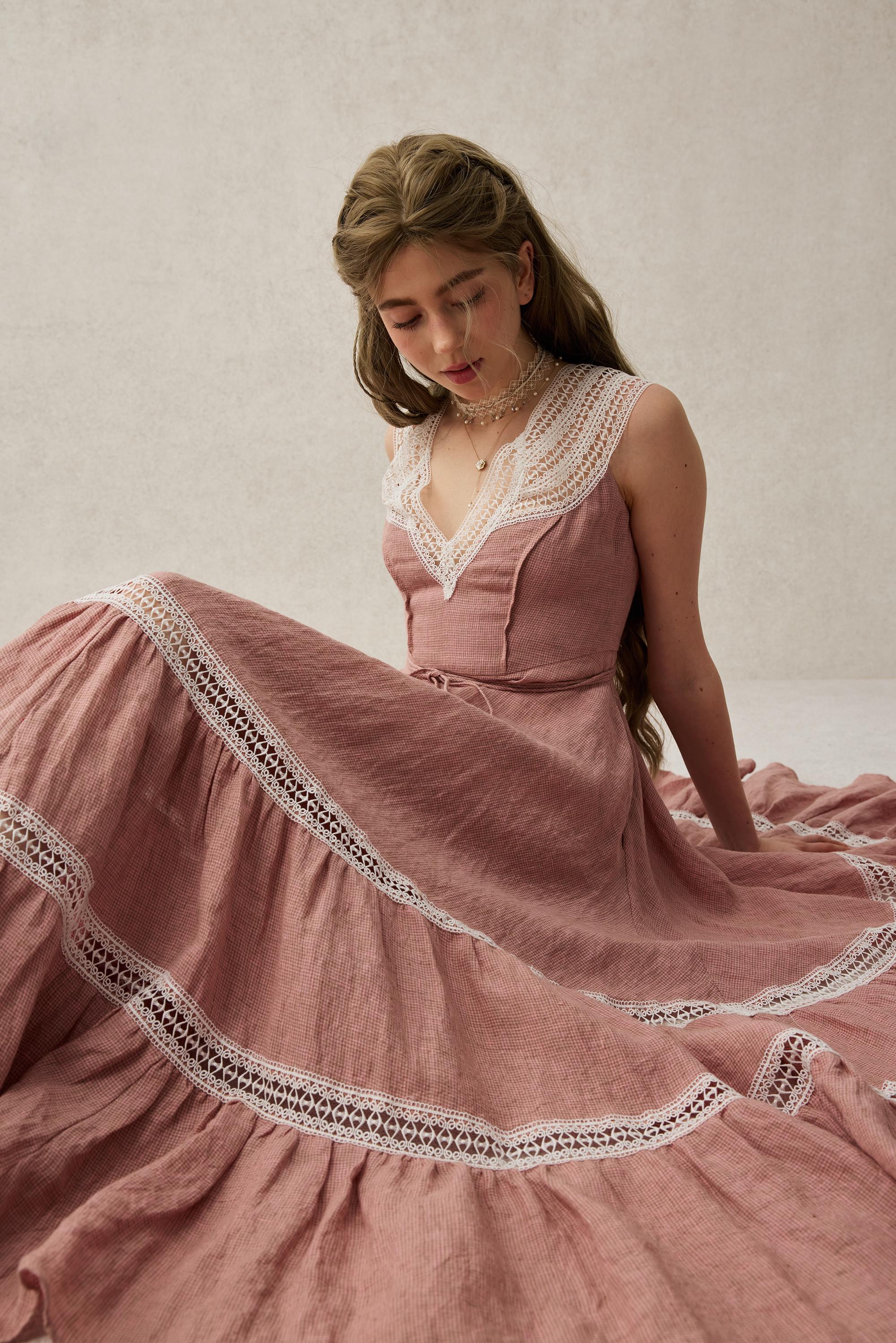 Cherry Tree 25 | Lace Linen flared dress - Image 20