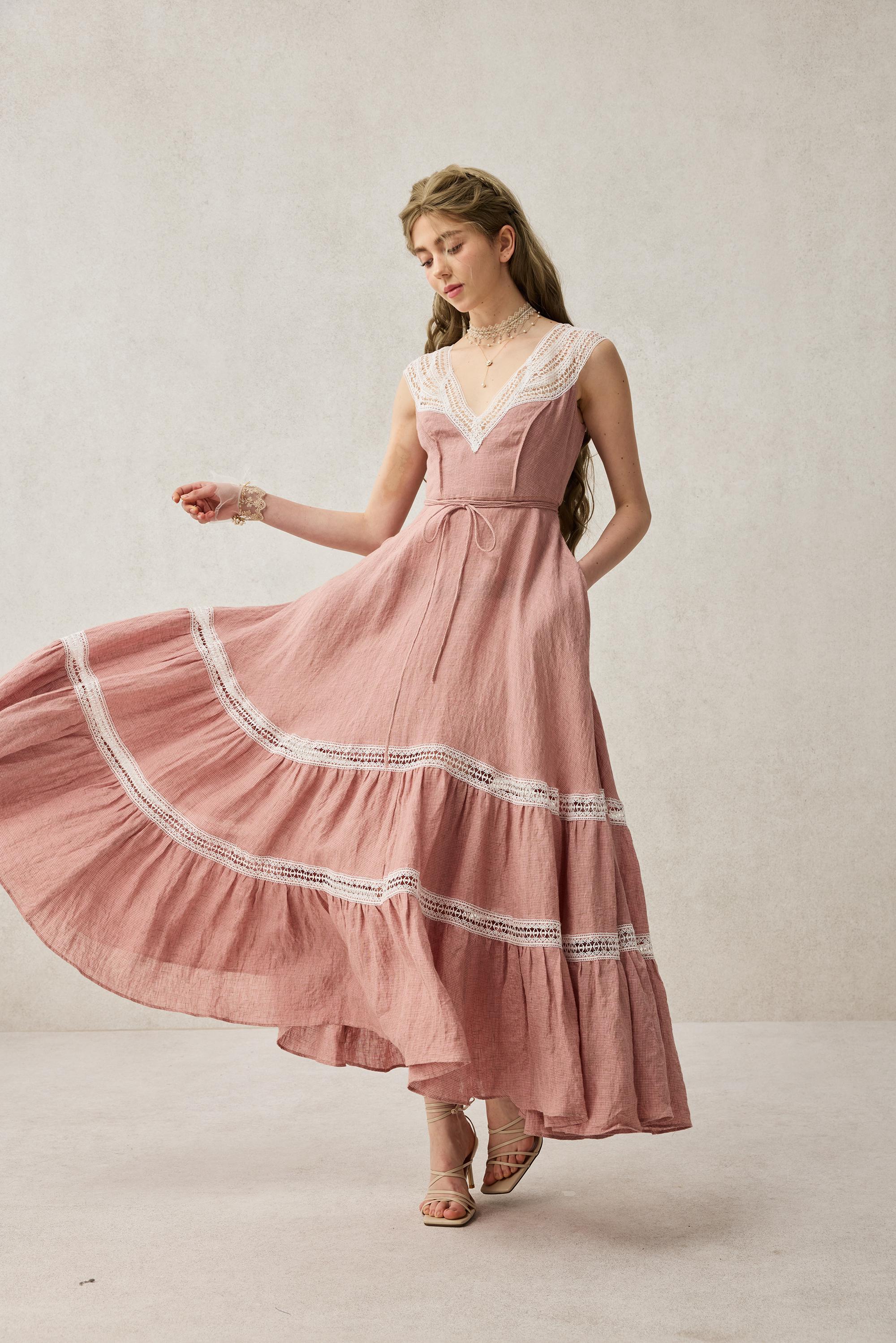 Cherry Tree 25 | Lace Linen flared dress - Image 23