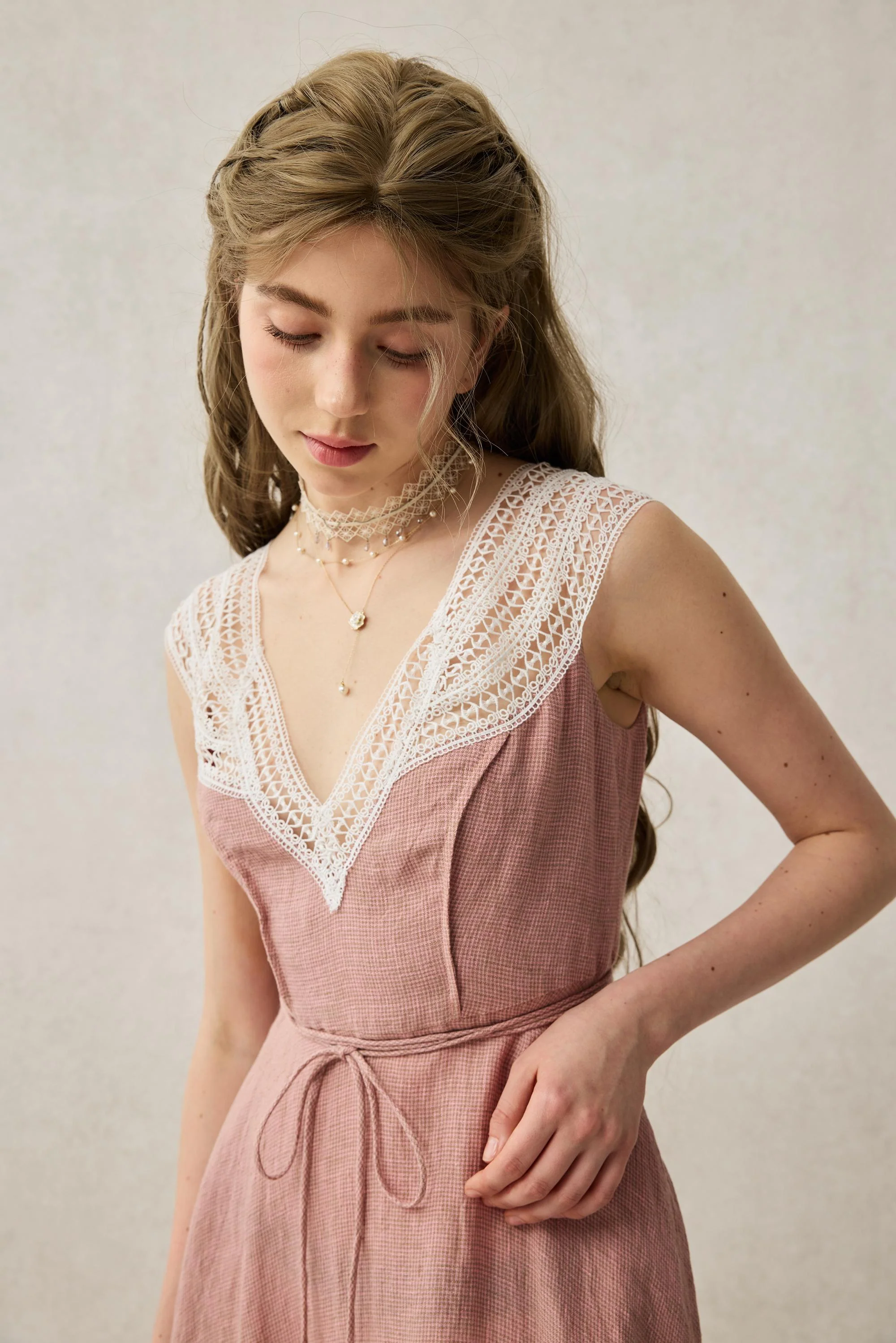 Cherry Tree 25 | Lace Linen flared dress - Image 24
