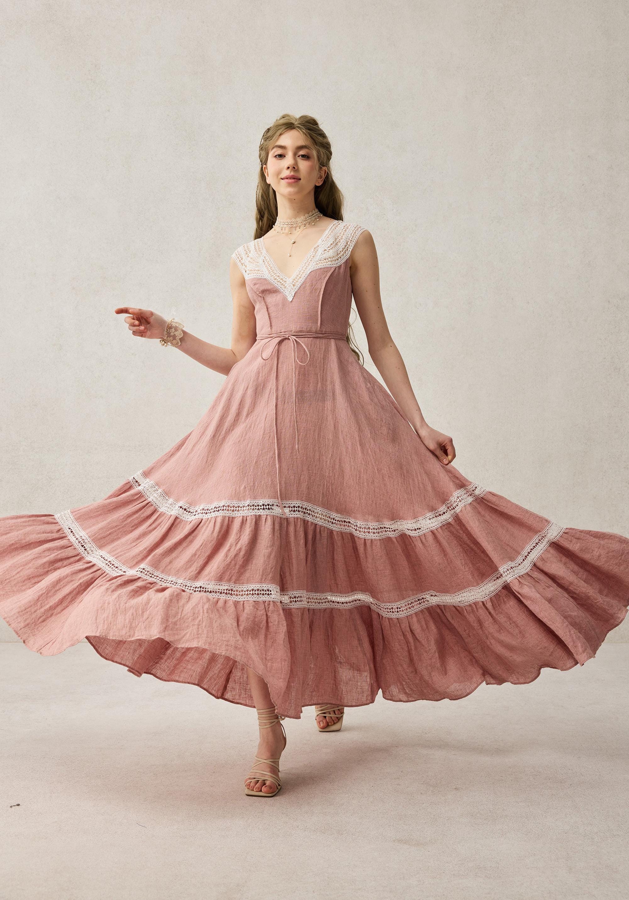 Cherry Tree 25 | Lace Linen flared dress - Image 25