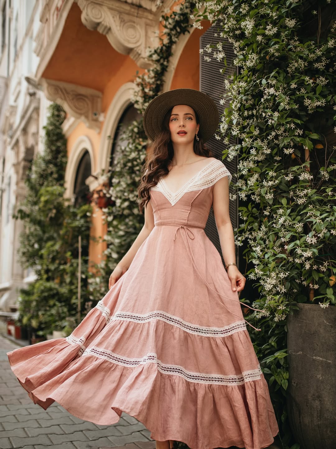 Cherry Tree 25 | Lace Linen flared dress - Image 7