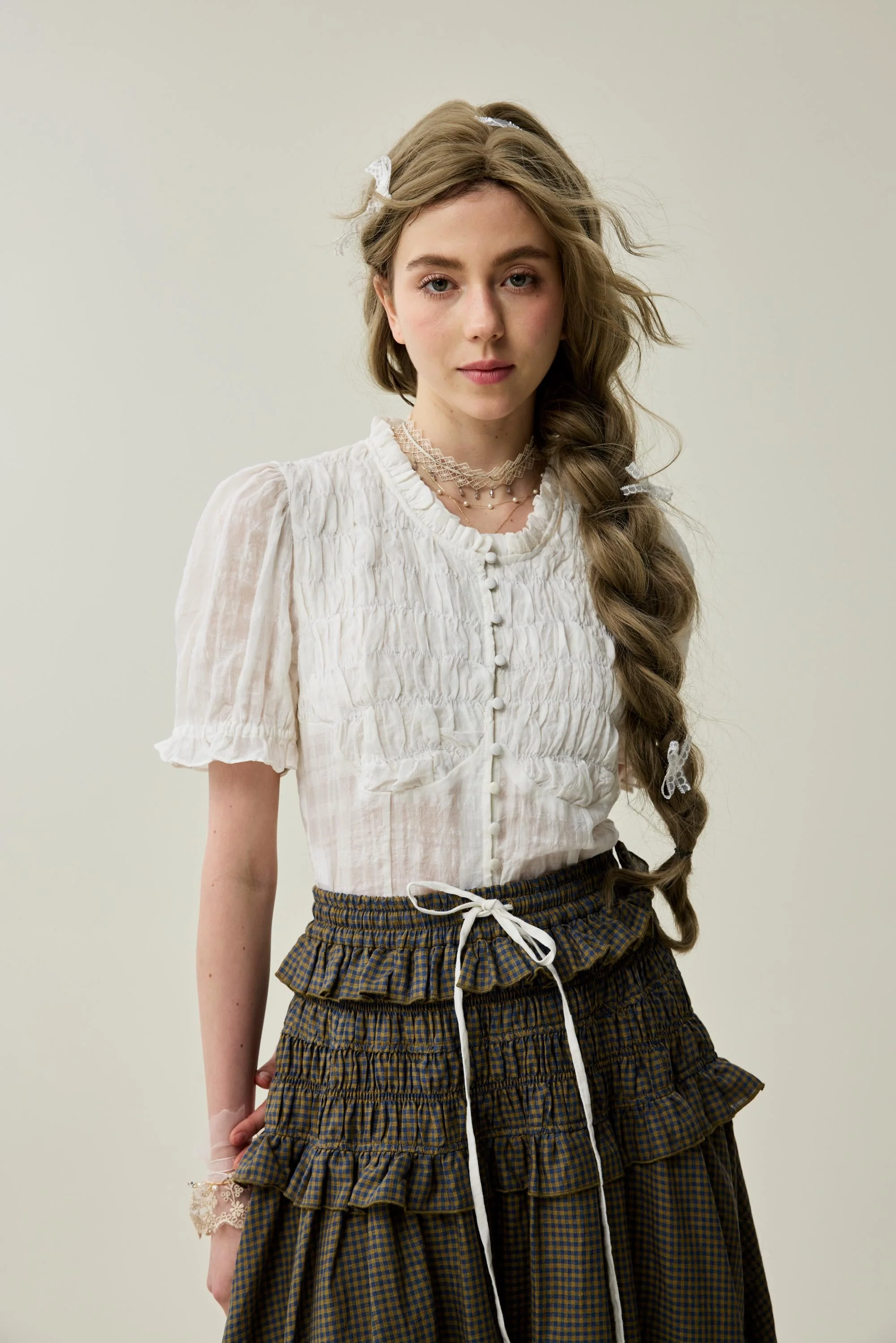 Wind 33 | Ruffled linen skirt - Image 3