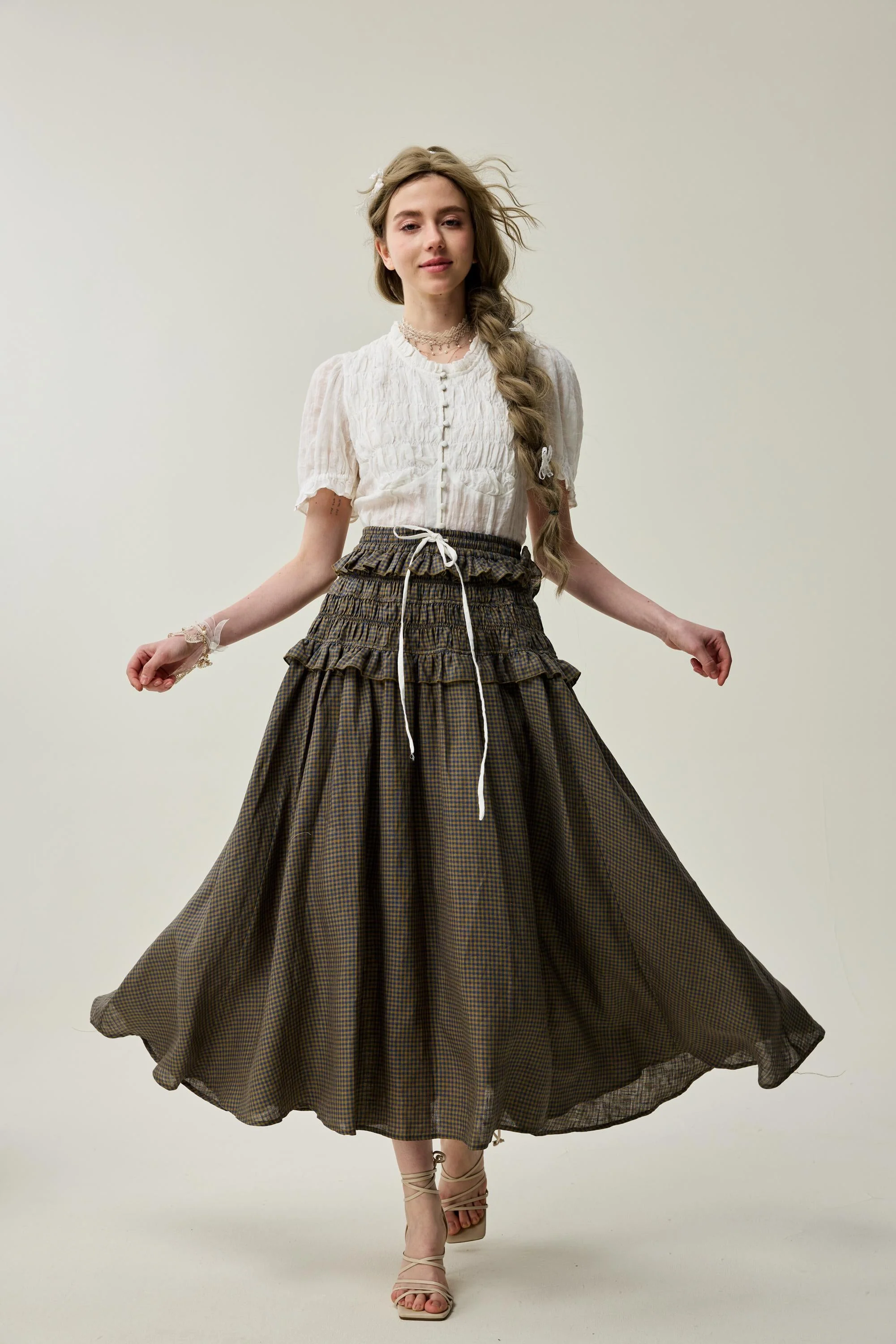 Wind 33 | Ruffled linen skirt - Image 8
