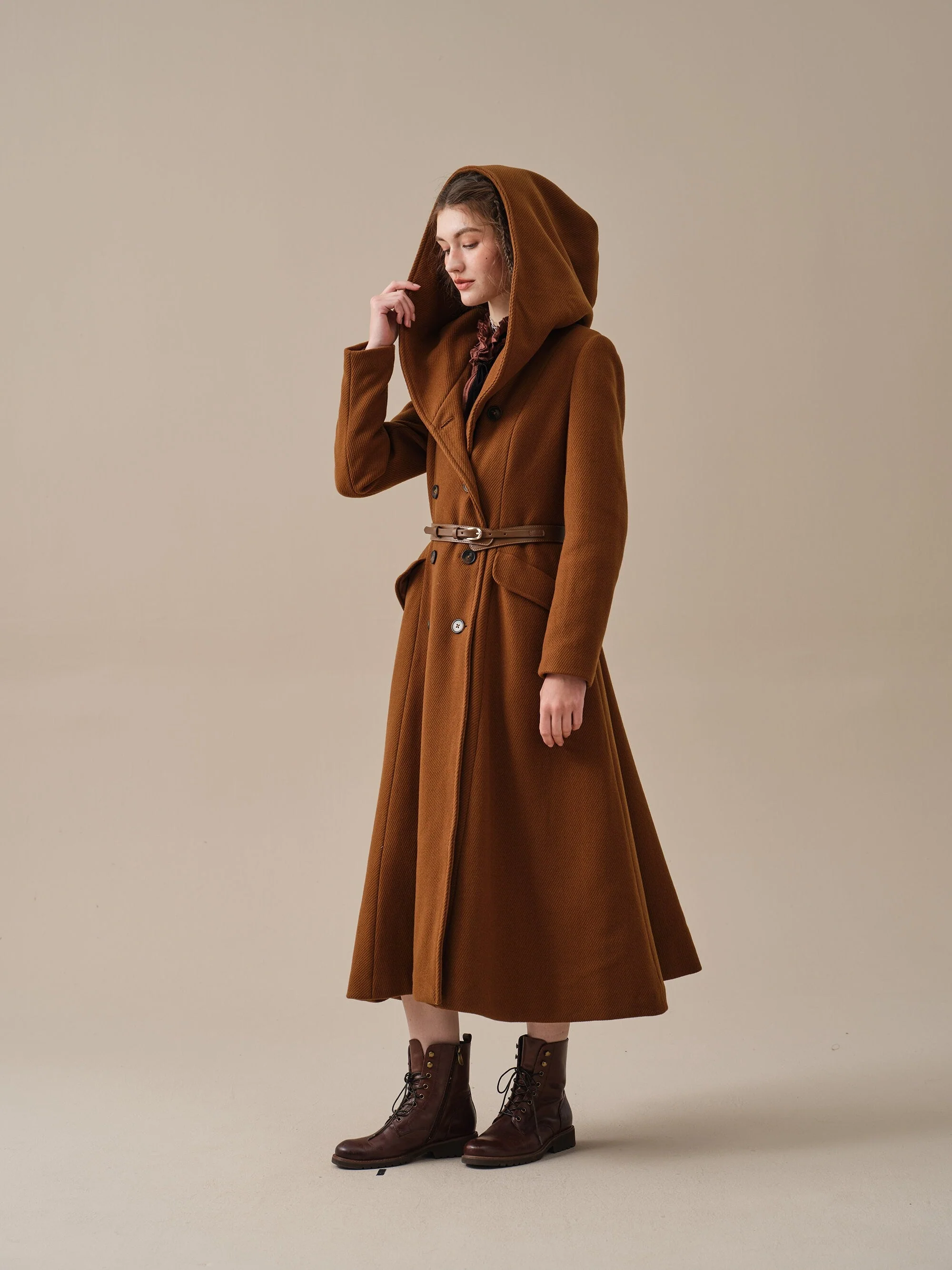 Trista 24 | 100% twill wool hooded coat - Image 15