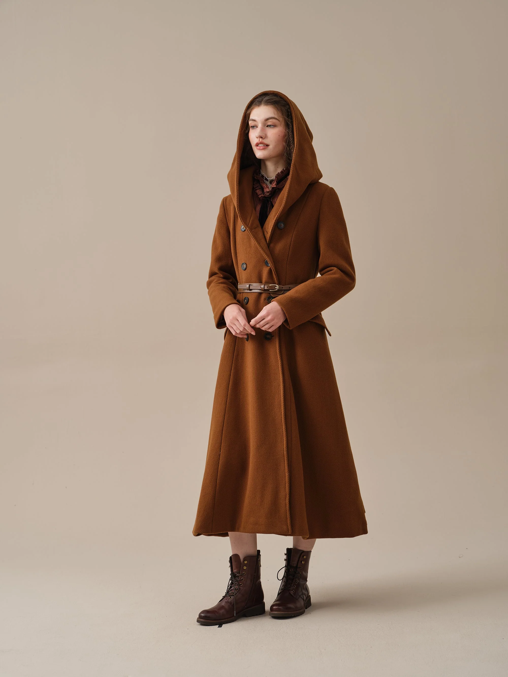 Trista 24 | 100% twill wool hooded coat - Image 24