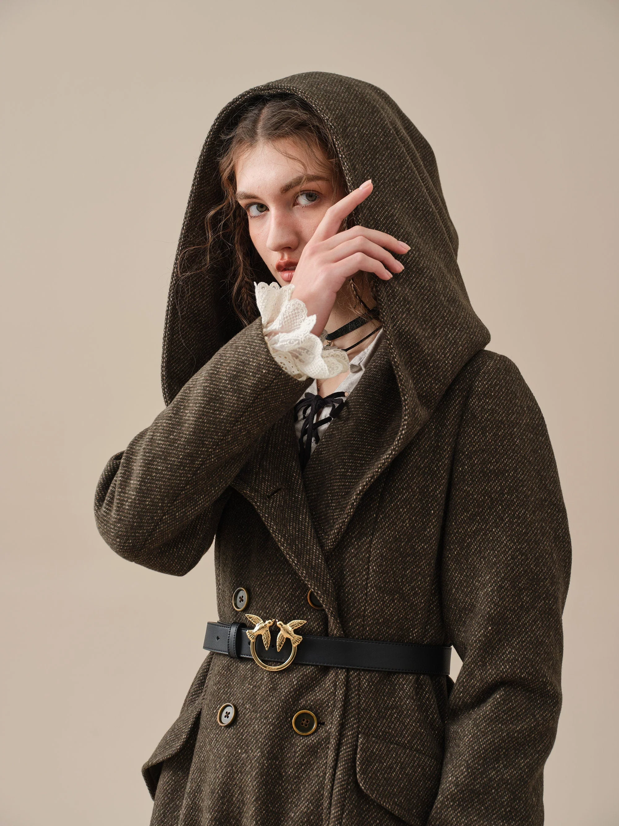 Trista 24 | 100% twill wool hooded coat - Image 3