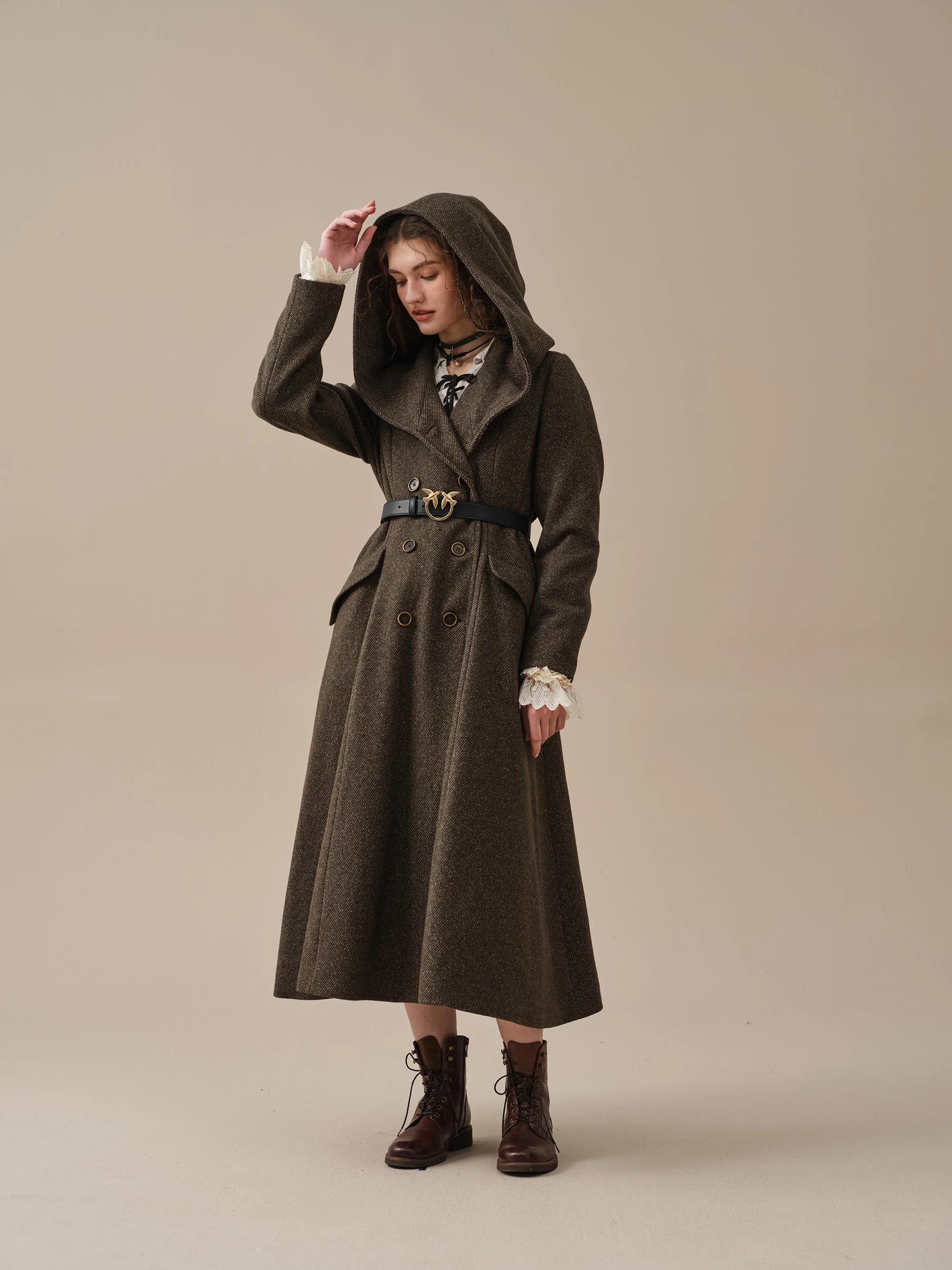 Trista 24 | 100% twill wool hooded coat - Image 15