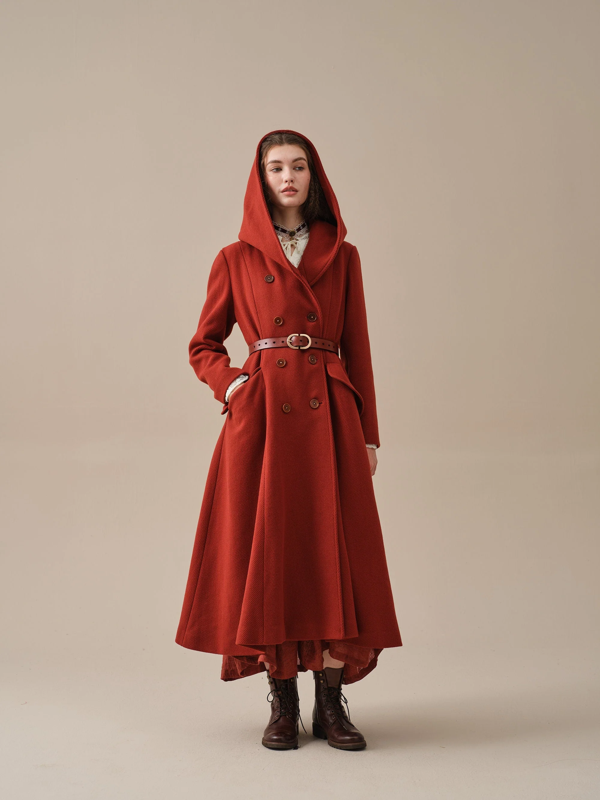 Trista 24 | 100% twill wool hooded coat - Image 10