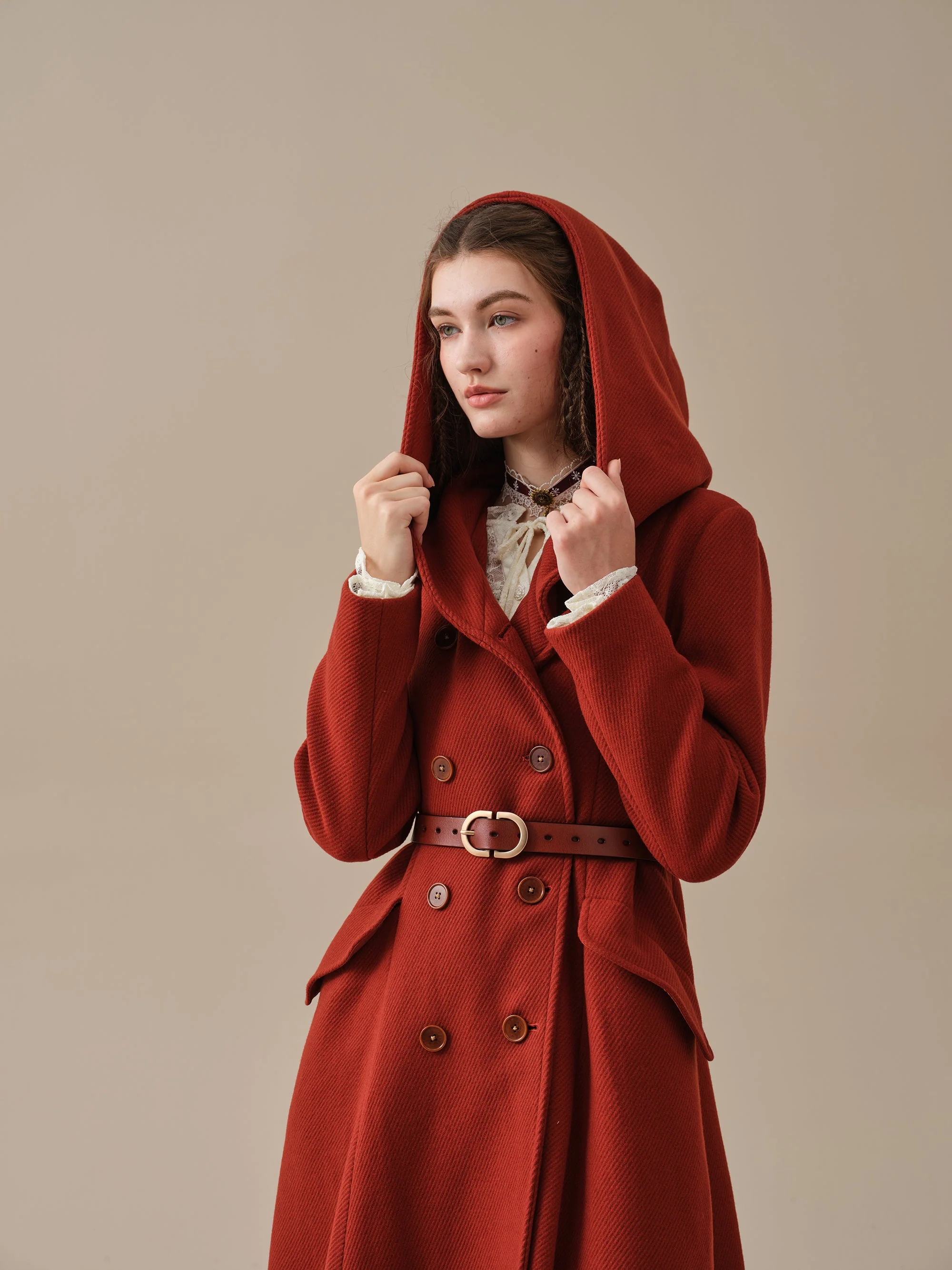 Trista 24 | 100% twill wool hooded coat - Image 14
