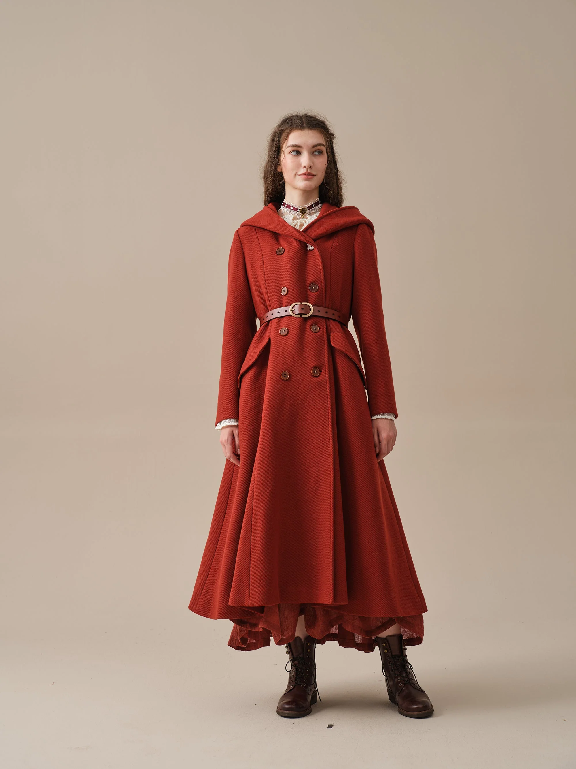 Trista 24 | 100% twill wool hooded coat - Image 15