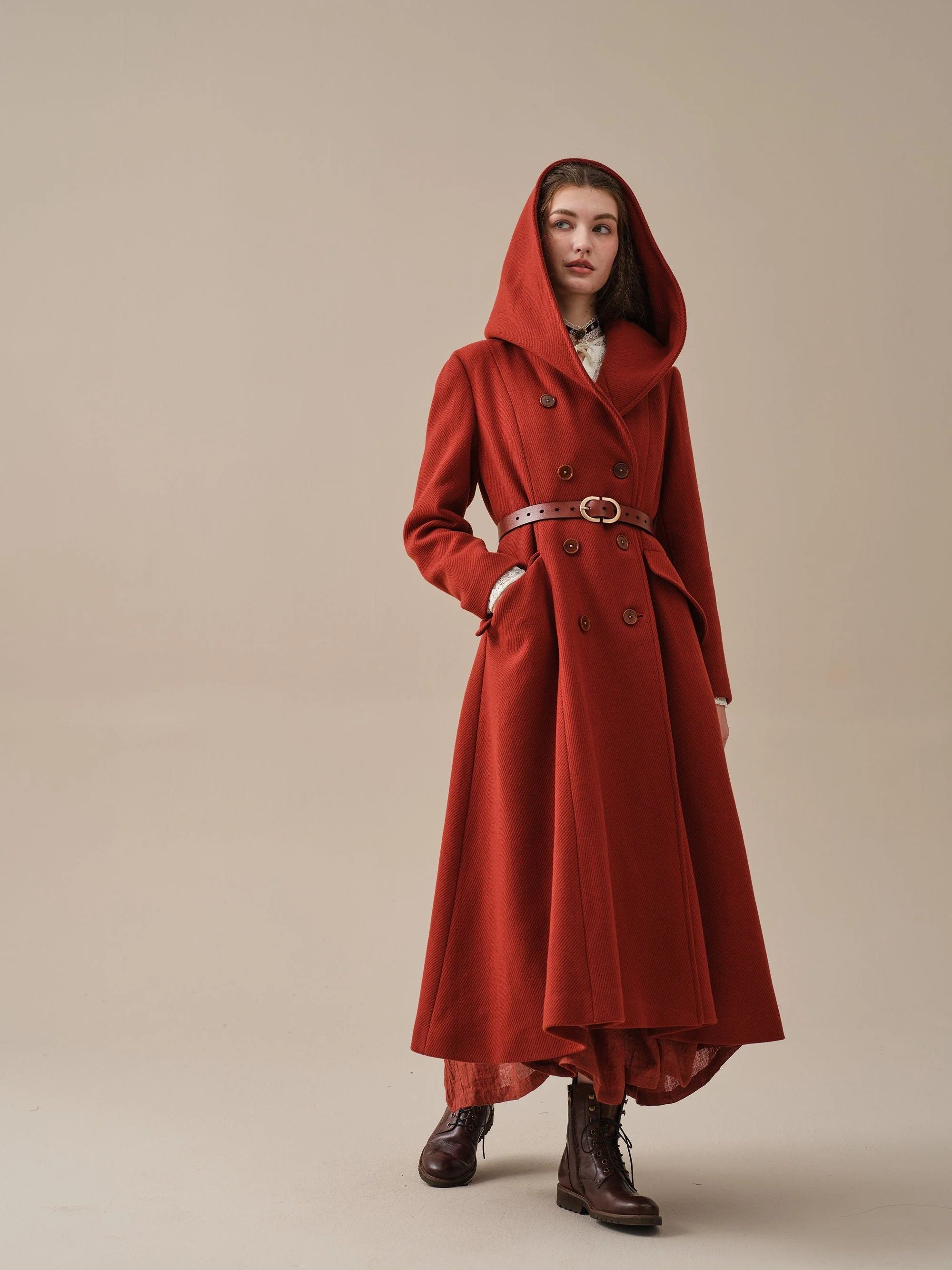 Trista 24 | 100% twill wool hooded coat - Image 16