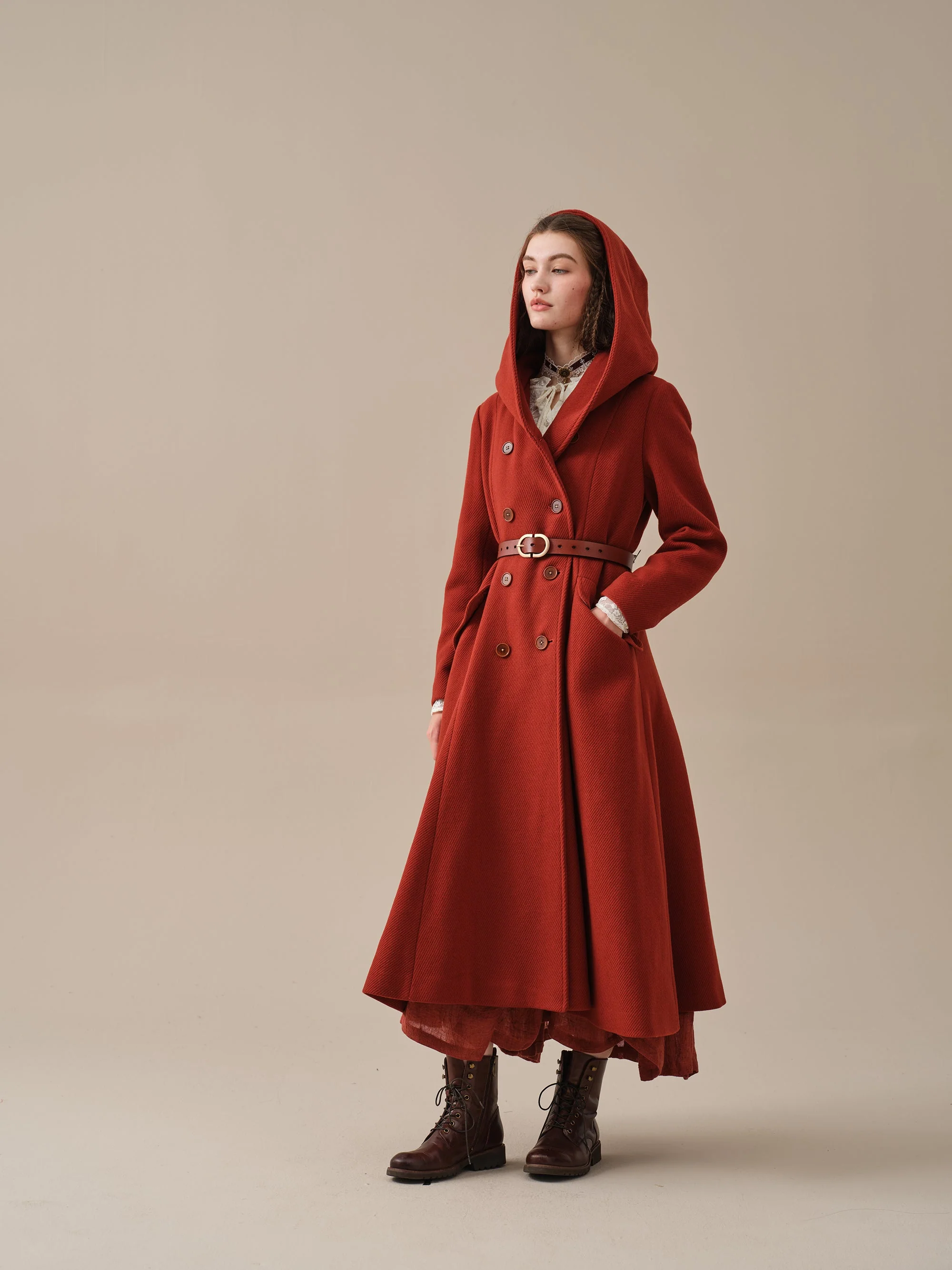Trista 24 | 100% twill wool hooded coat - Image 31