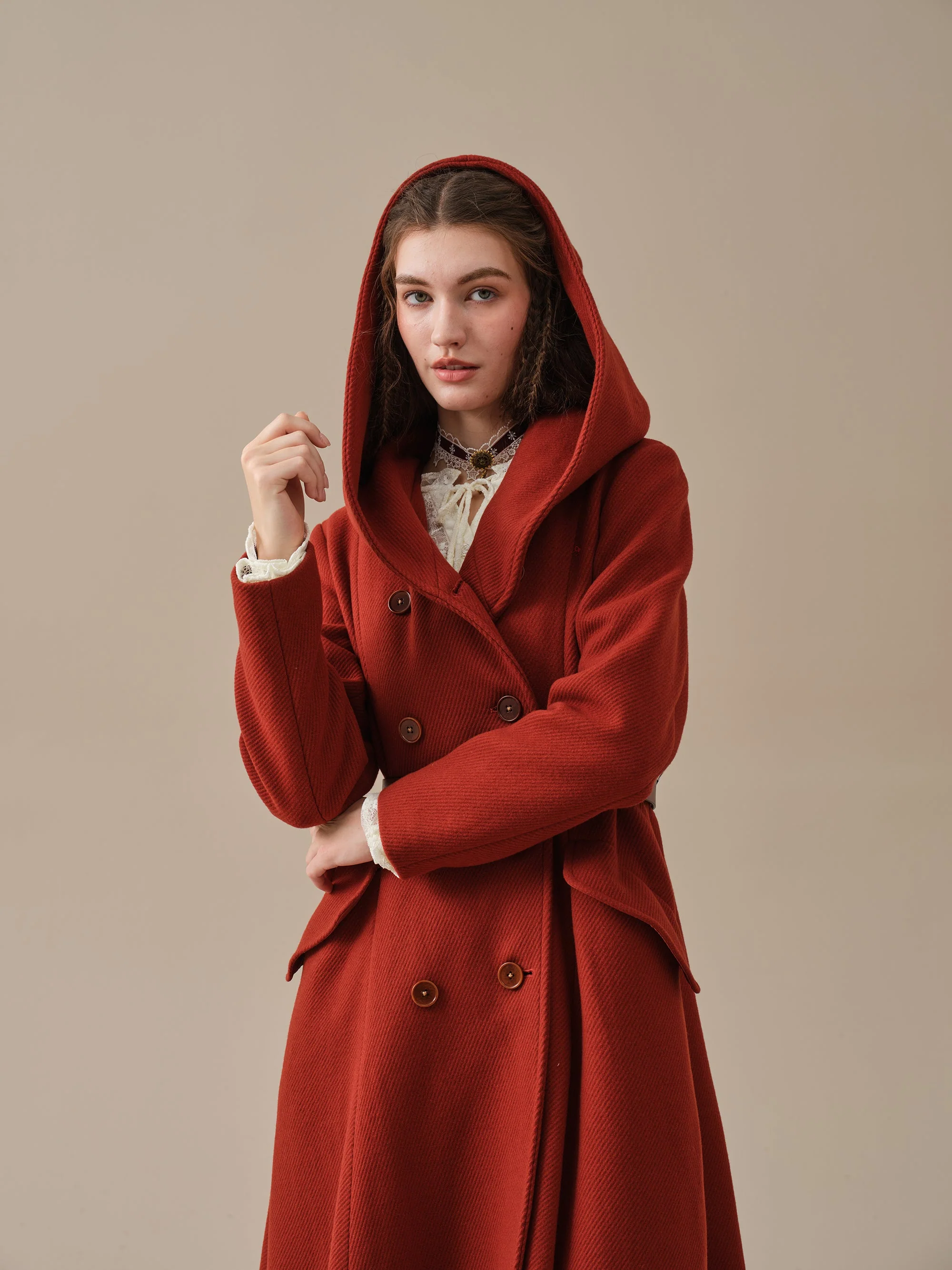 Trista 24 | 100% twill wool hooded coat - Image 33