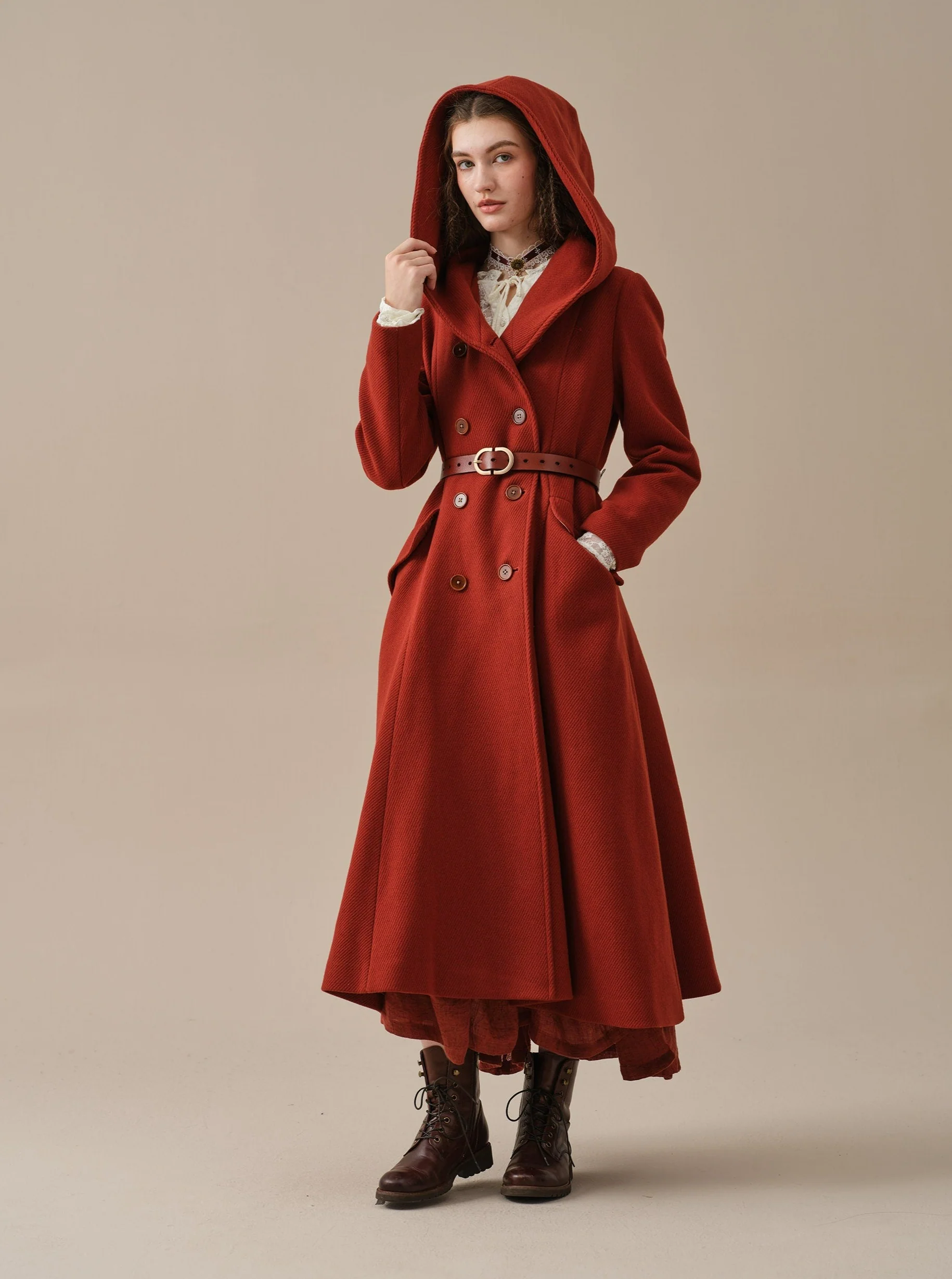Trista 24 | 100% twill wool hooded coat - Image 5
