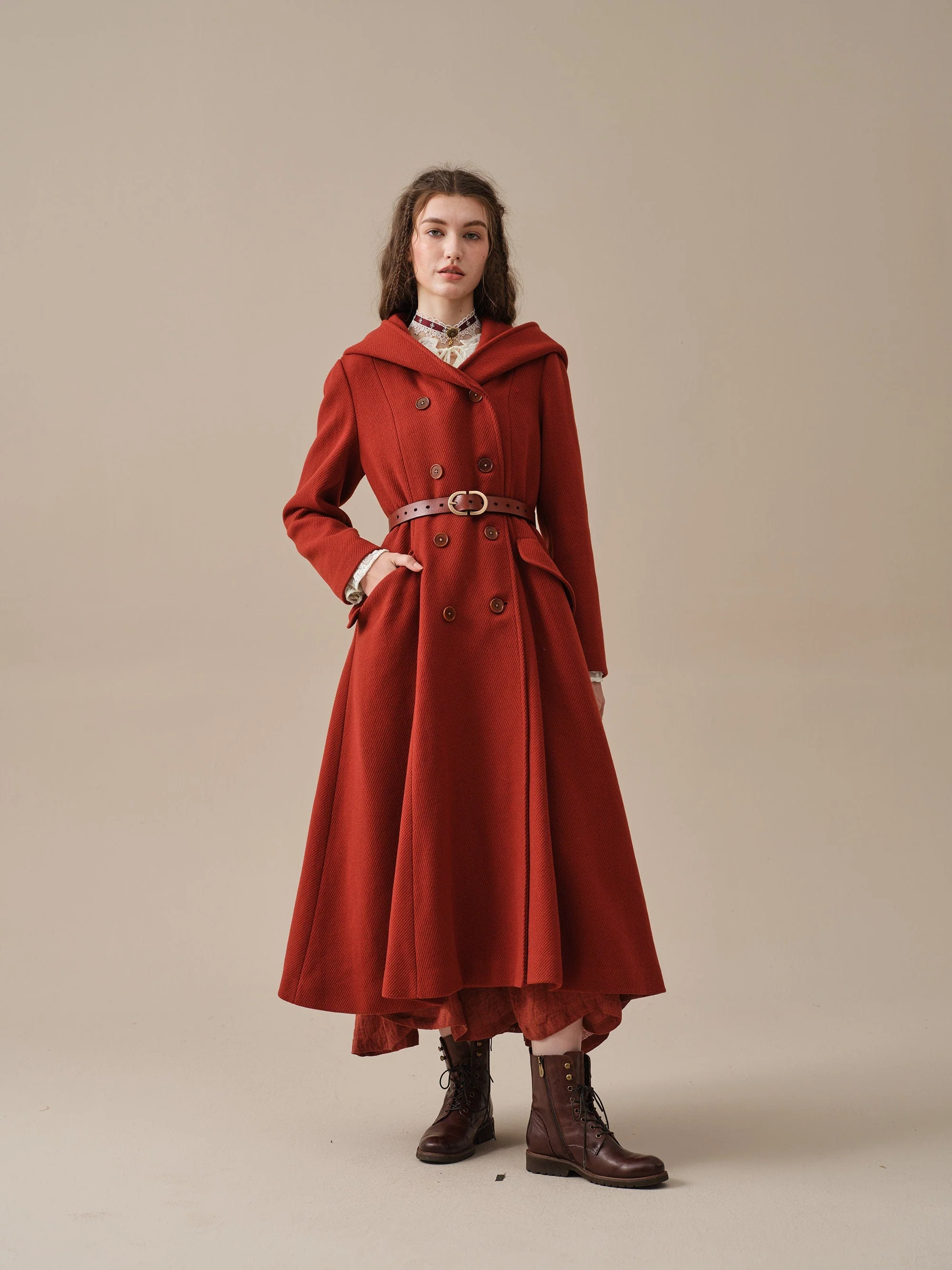 Trista 24 | 100% twill wool hooded coat - Image 7